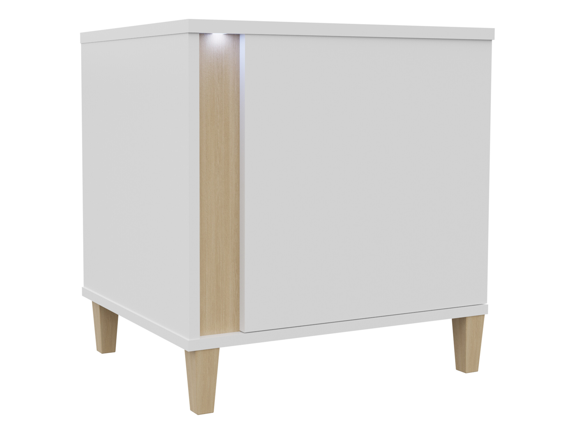 Mesa de cabeceira Florem (Branco + Branco brilhante + Madeira clara)