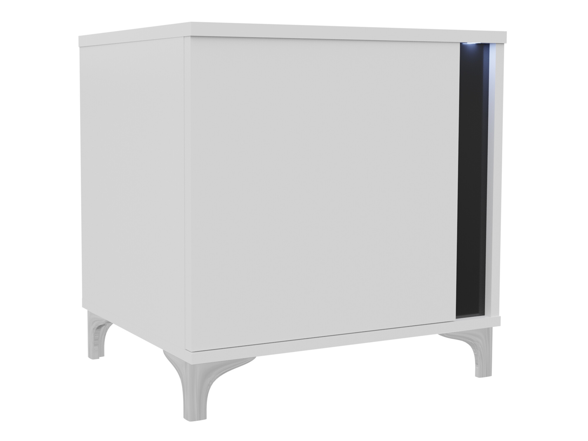Mesa de cabeceira Livseri 112 (Branco + Branco brilhante + Preto brilhante)