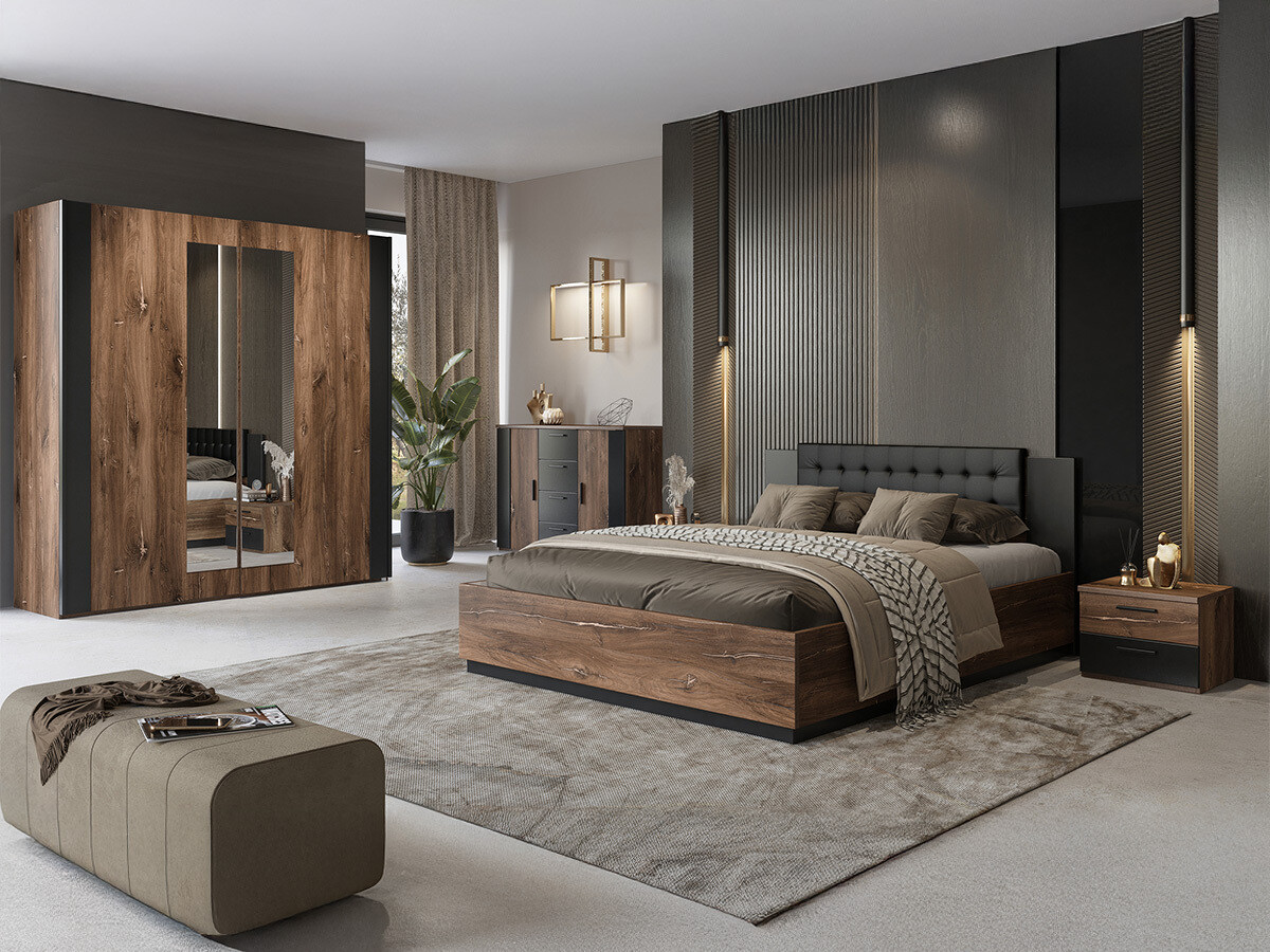 Cama Felelie 104 (Tamus Flagstaf carvalho + Cobre)