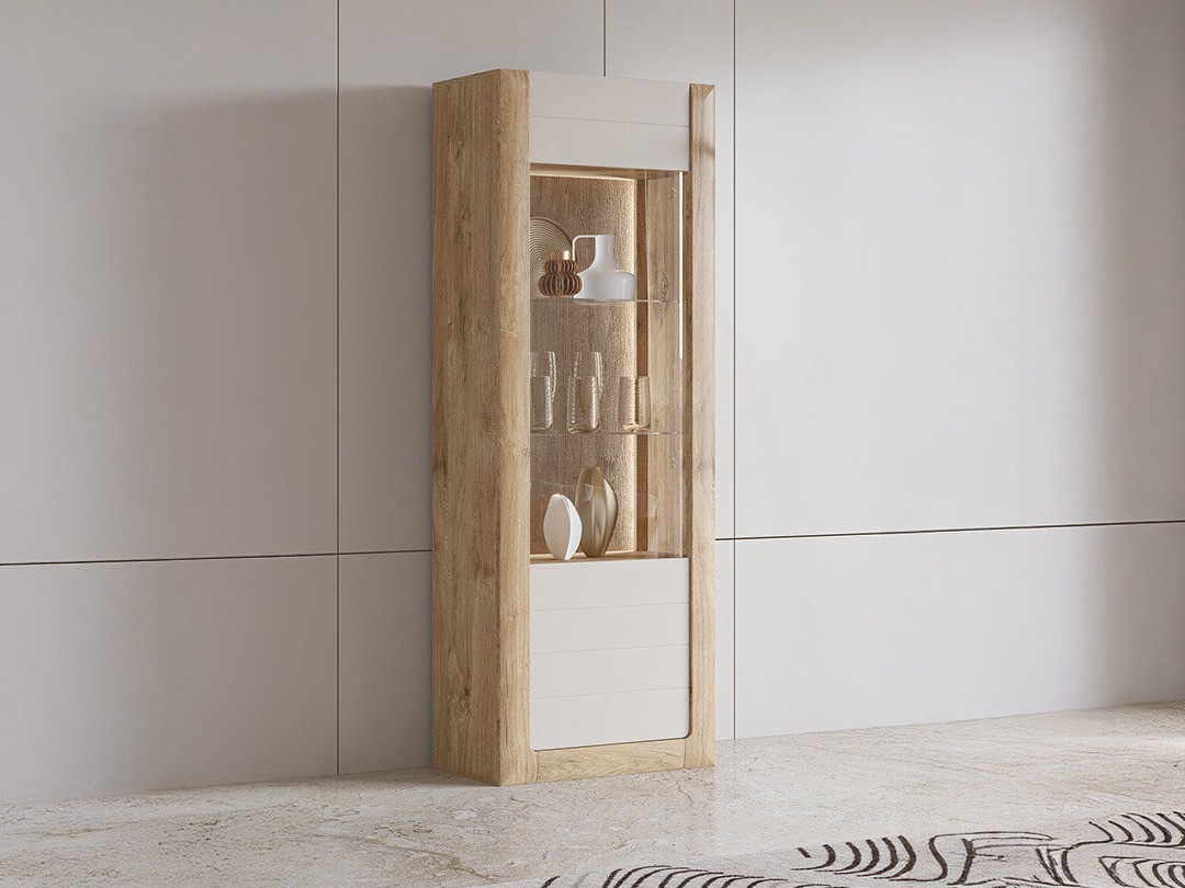 Estante Sovera 101 (Carvalho dourado + Cinzento claro)