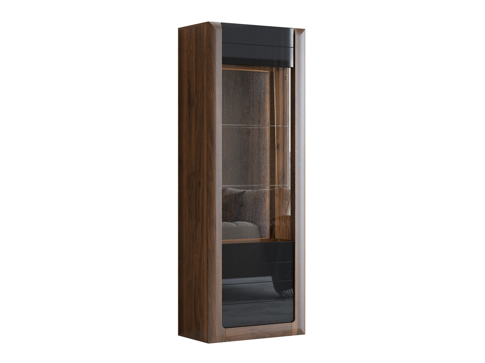 Estante Sovera 101 (Noz + Preto brilhante)