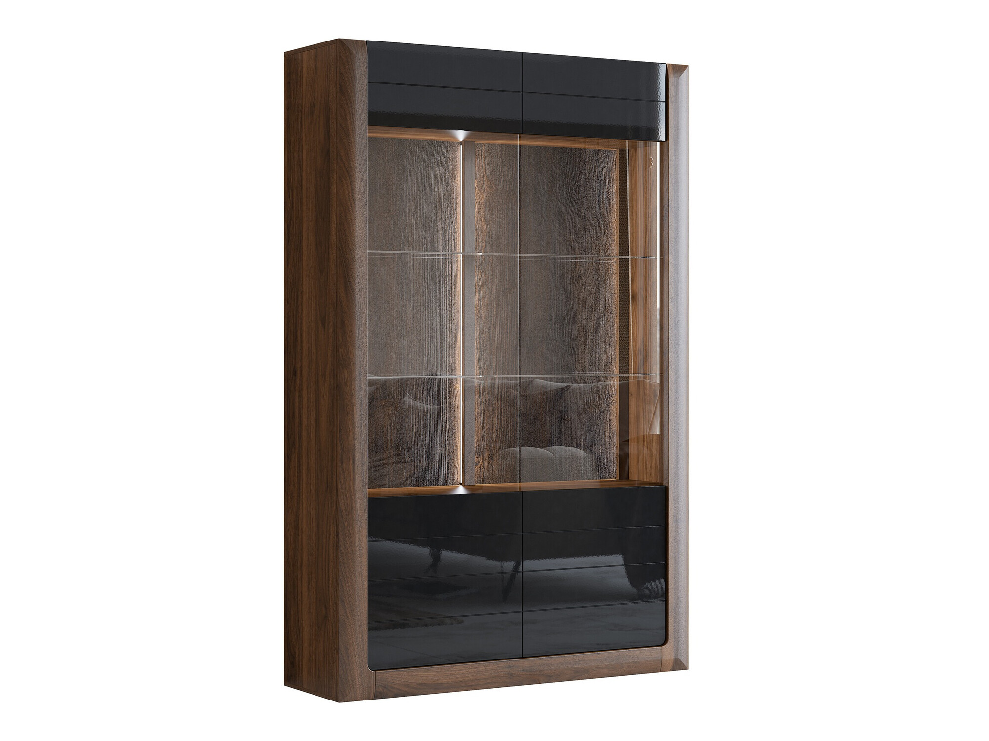 Estante Sovera 102 (Noz + Preto brilhante)