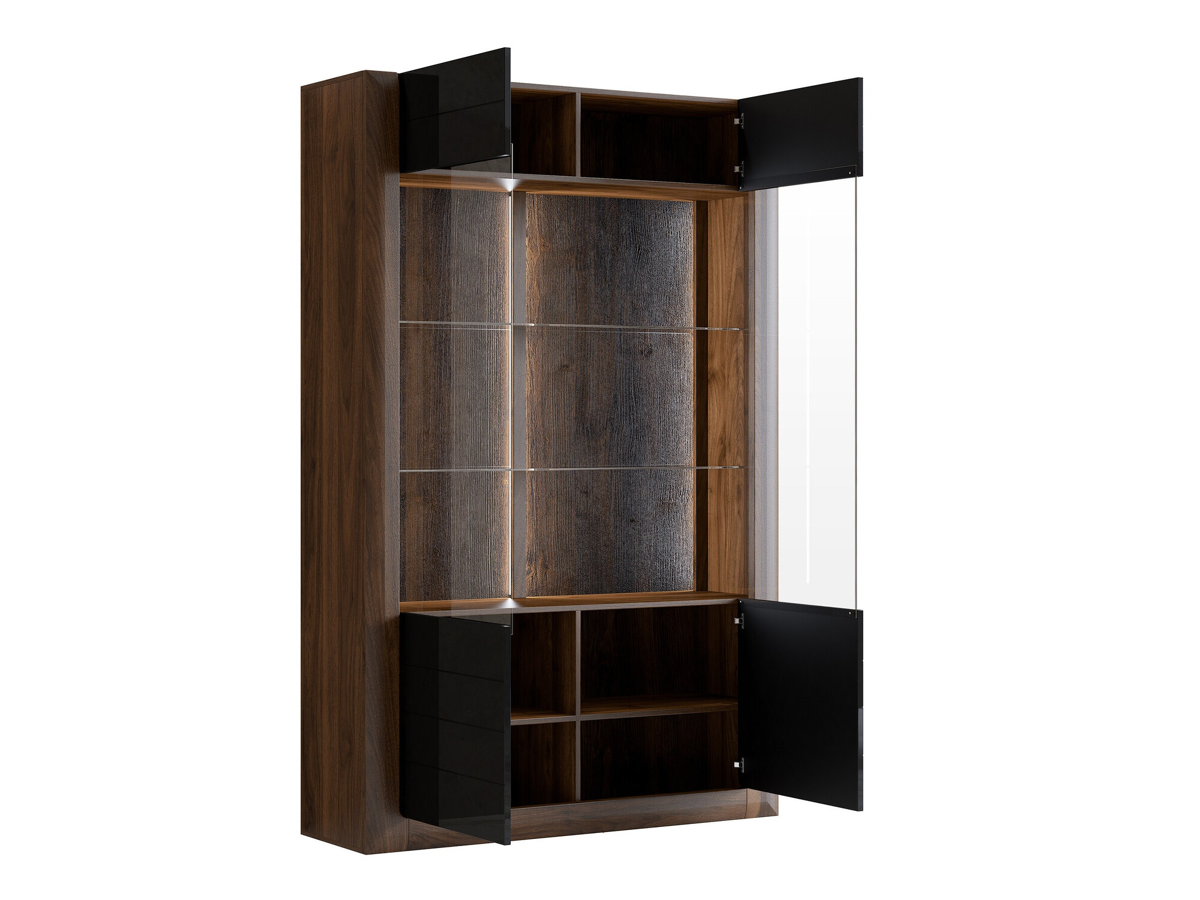 Estante Sovera 102 (Noz + Preto brilhante)