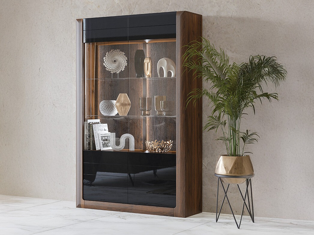 Estante Sovera 102 (Noz + Preto brilhante)