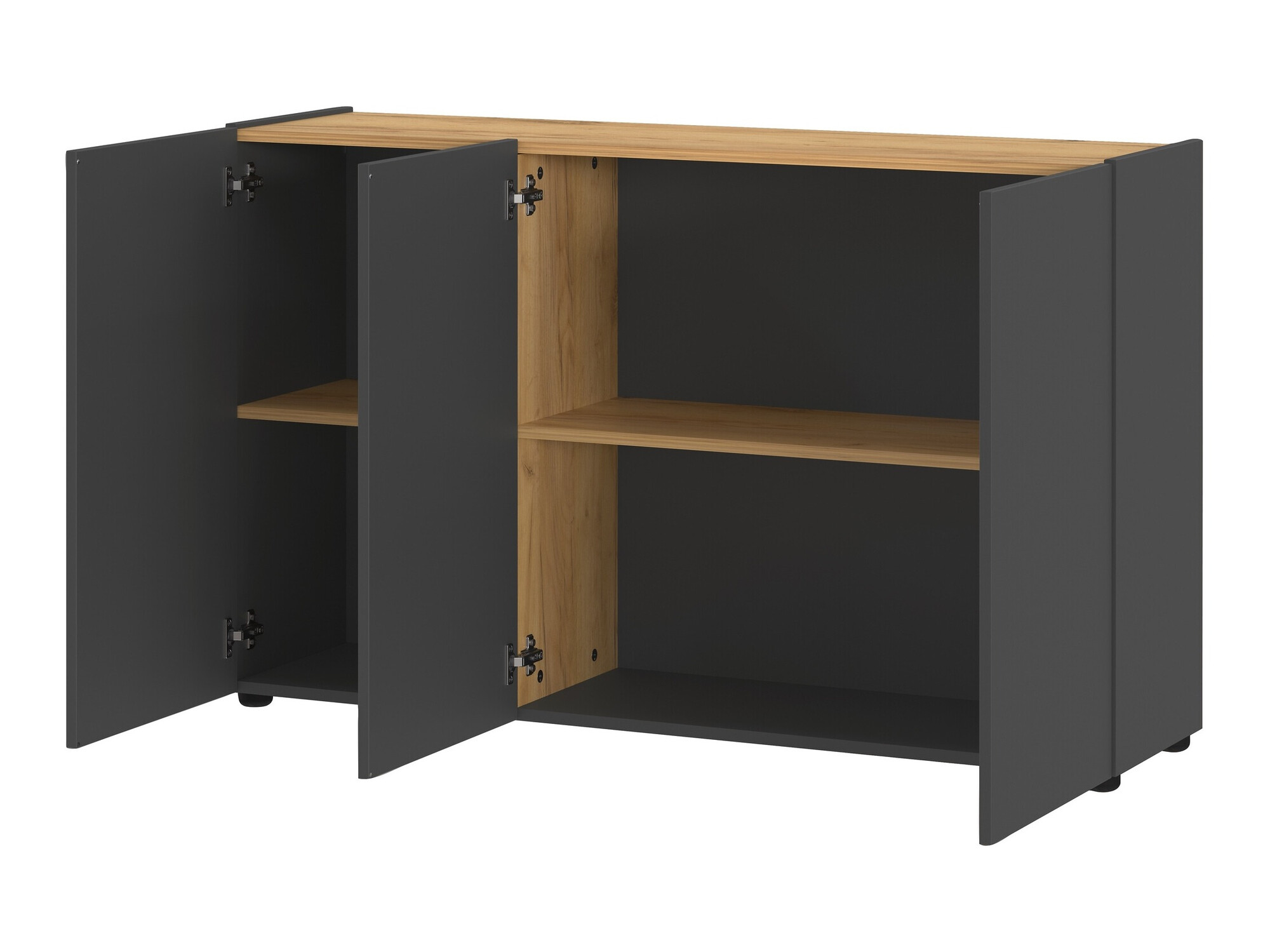 Aparador Evarsoa 102 (Grafite + Navarra carvalho)