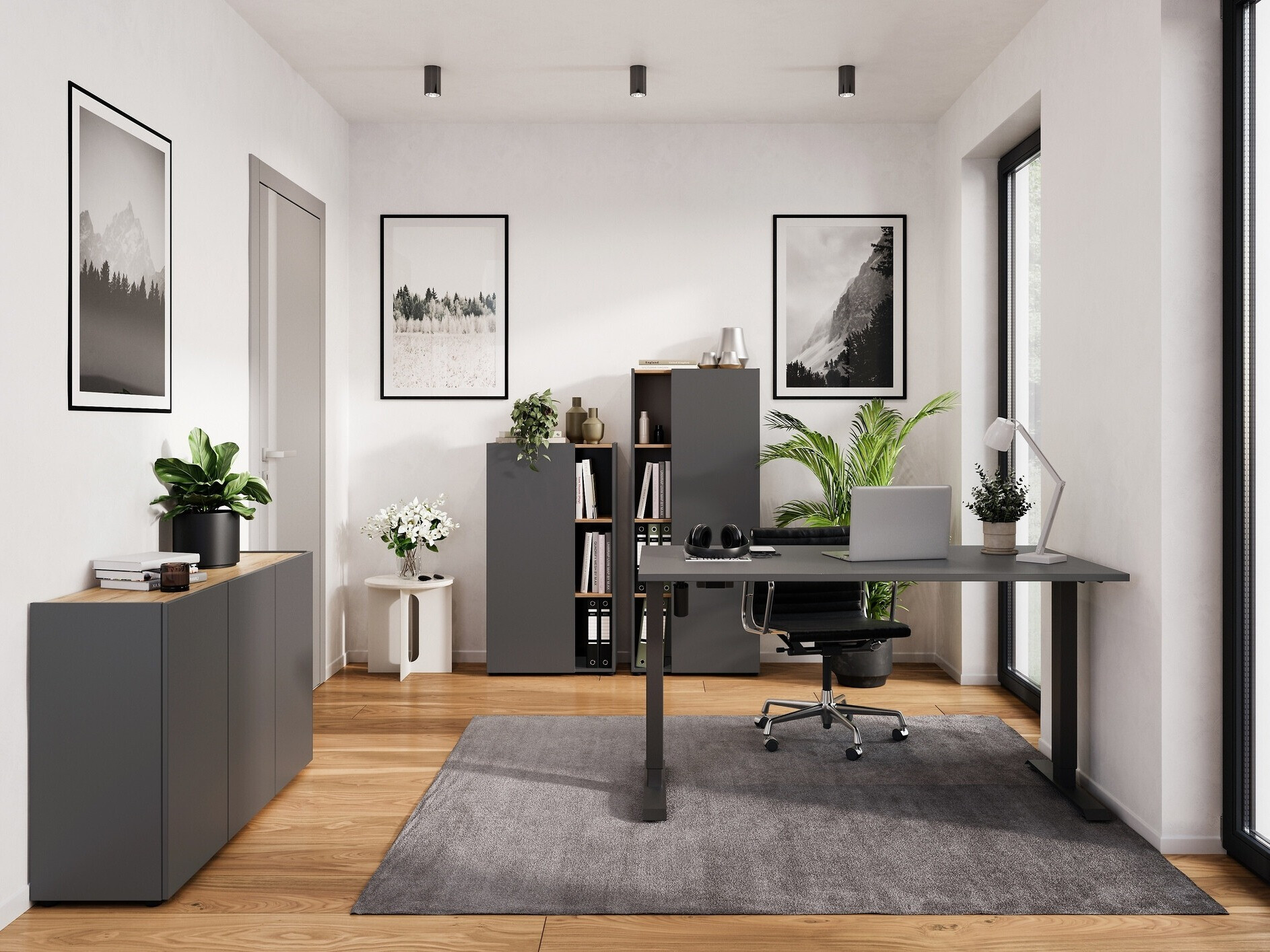 Aparador Evarsoa 102 (Grafite + Navarra carvalho)