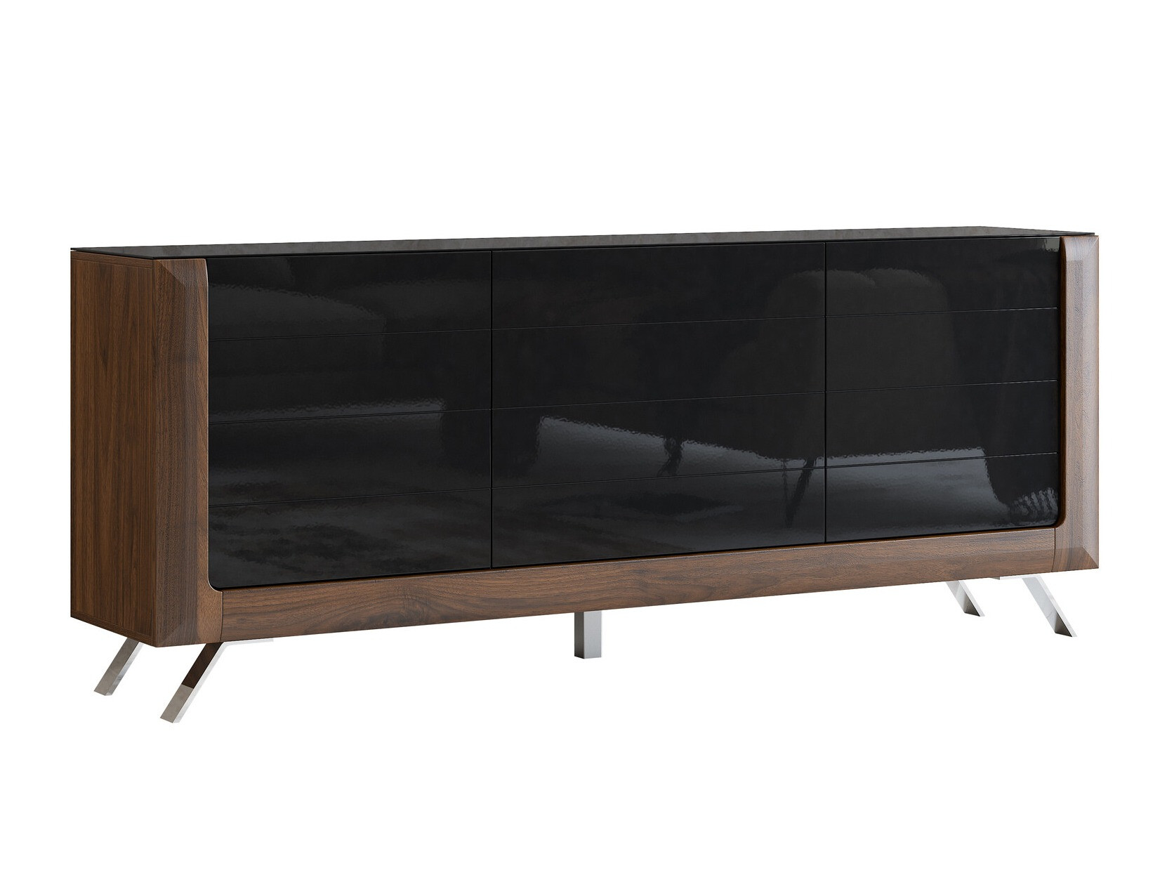 Aparador Sovera 103 (Noz + Preto brilhante)