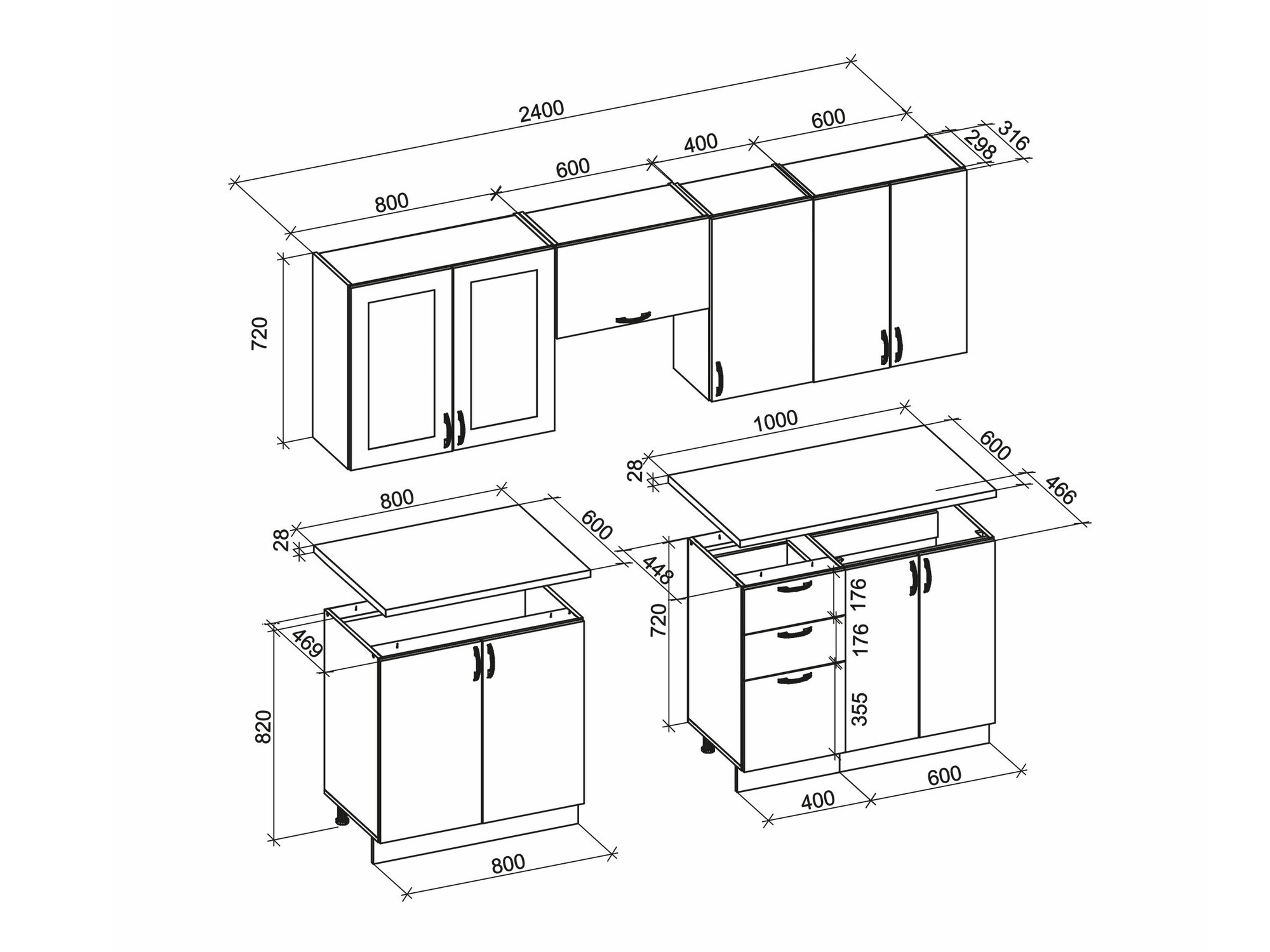 Conjunto para cozinha Houston 1877 (Branco)