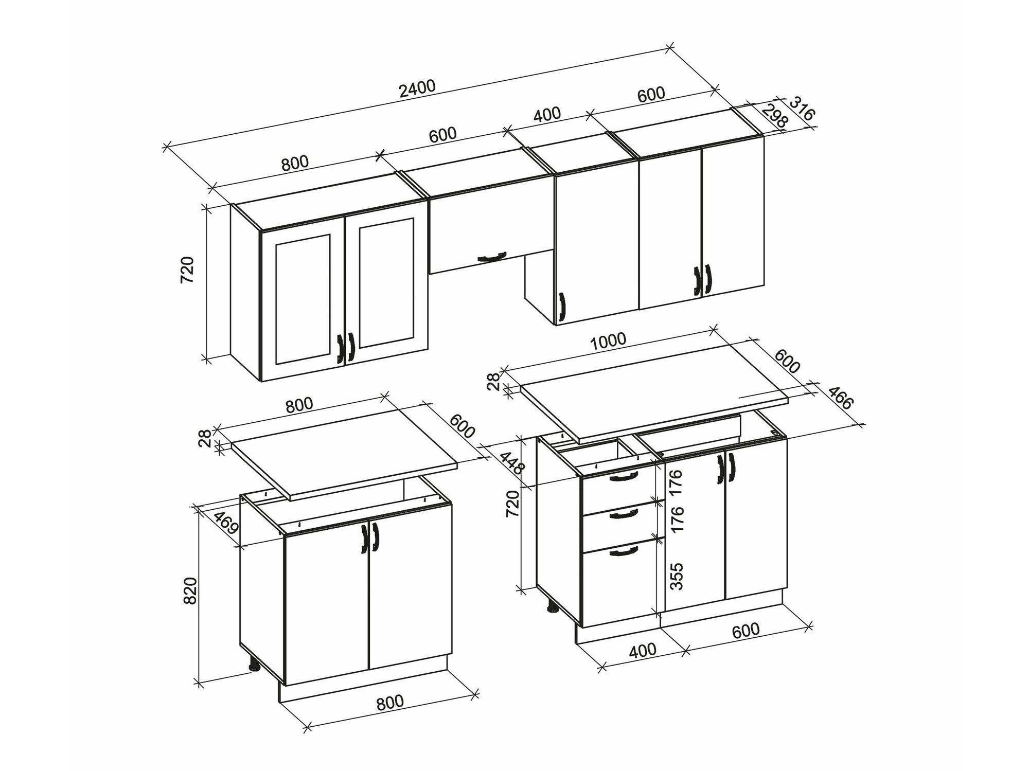 Conjunto para cozinha Houston 1877 (Cinzento)