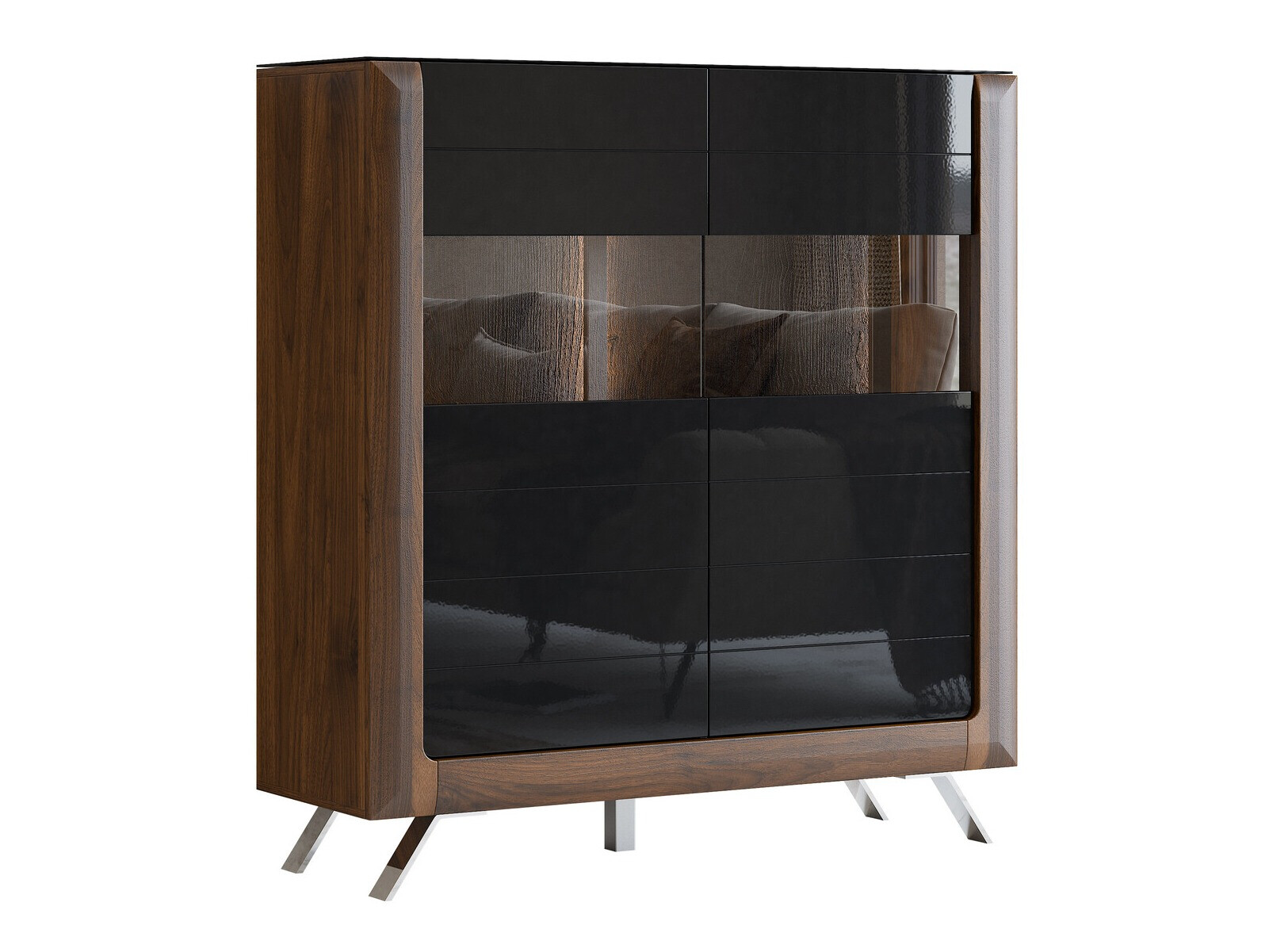 Estante Sovera 106 (Noz + Preto brilhante)