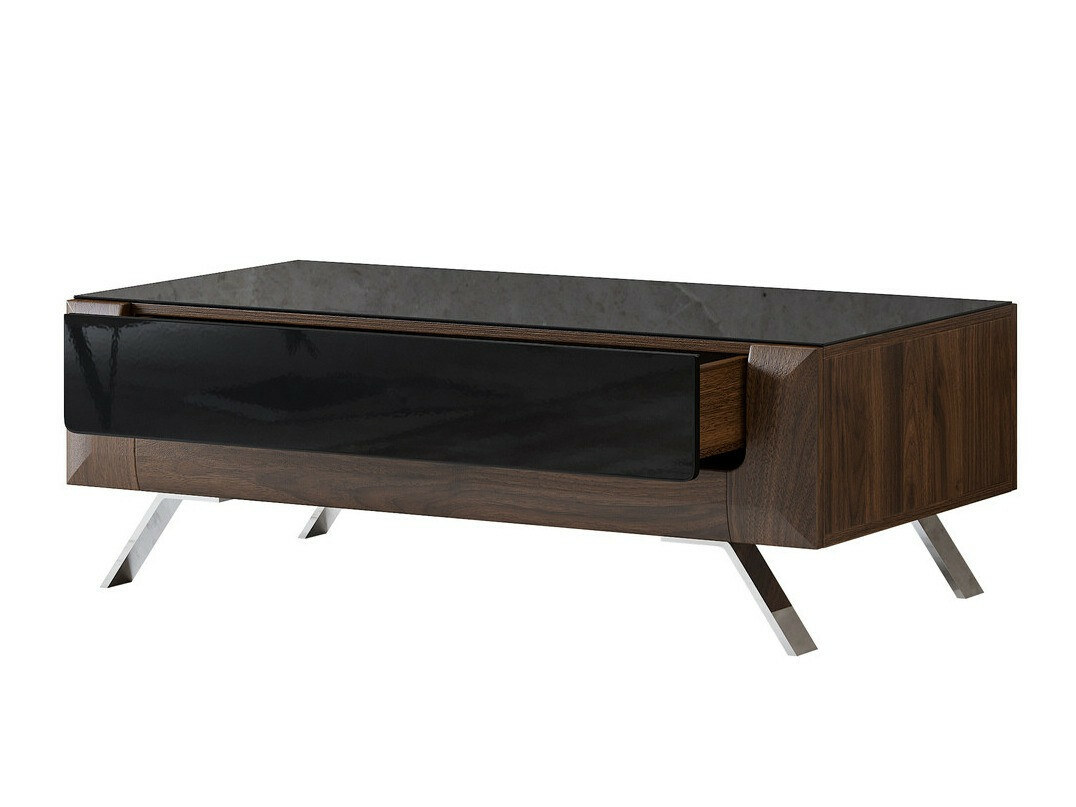 Mesa de centro Sovera 108 (Noz + Preto brilhante)