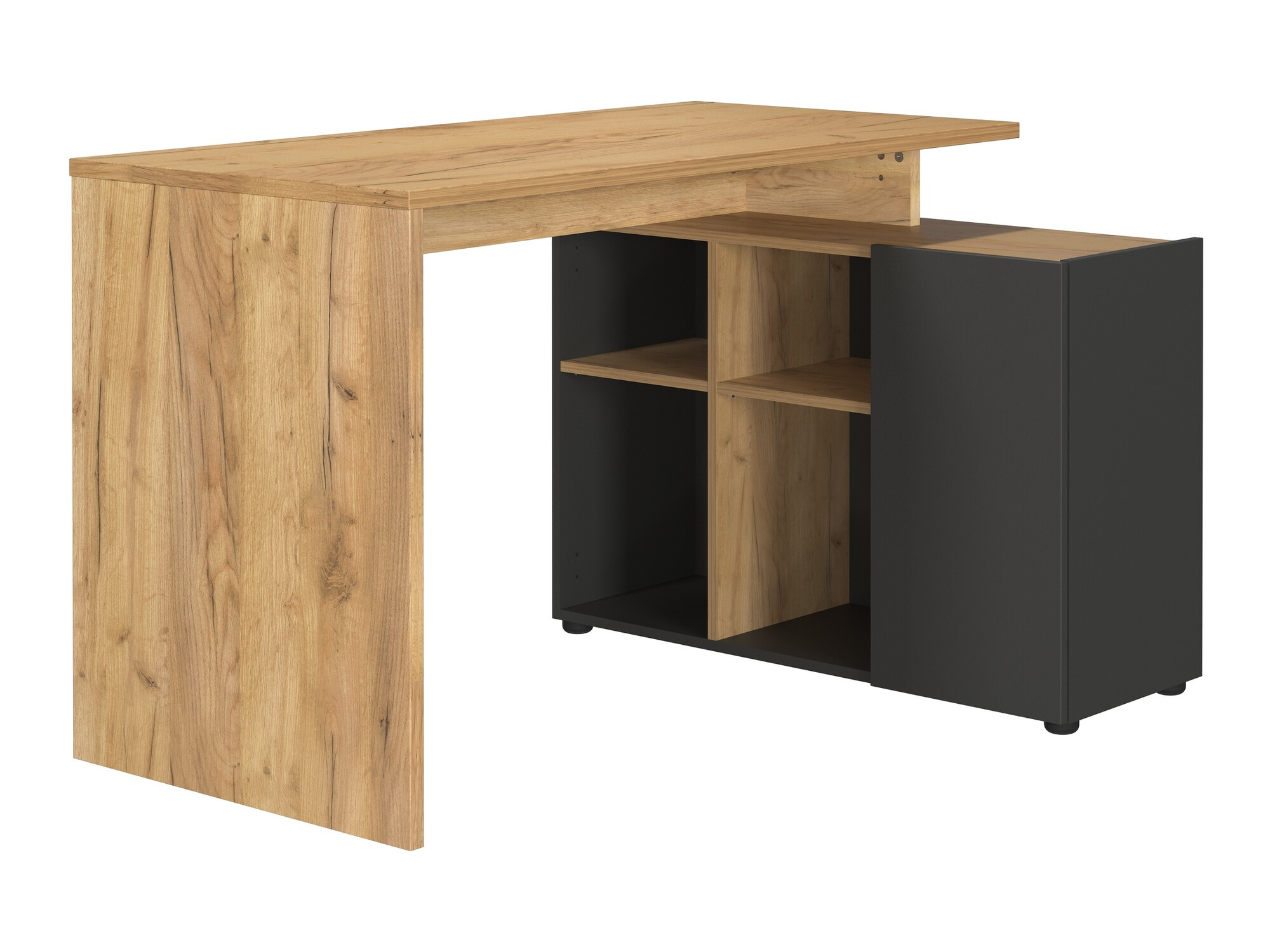 Secretária de canto Evarsoa 101 (Grafite + Navarra carvalho)