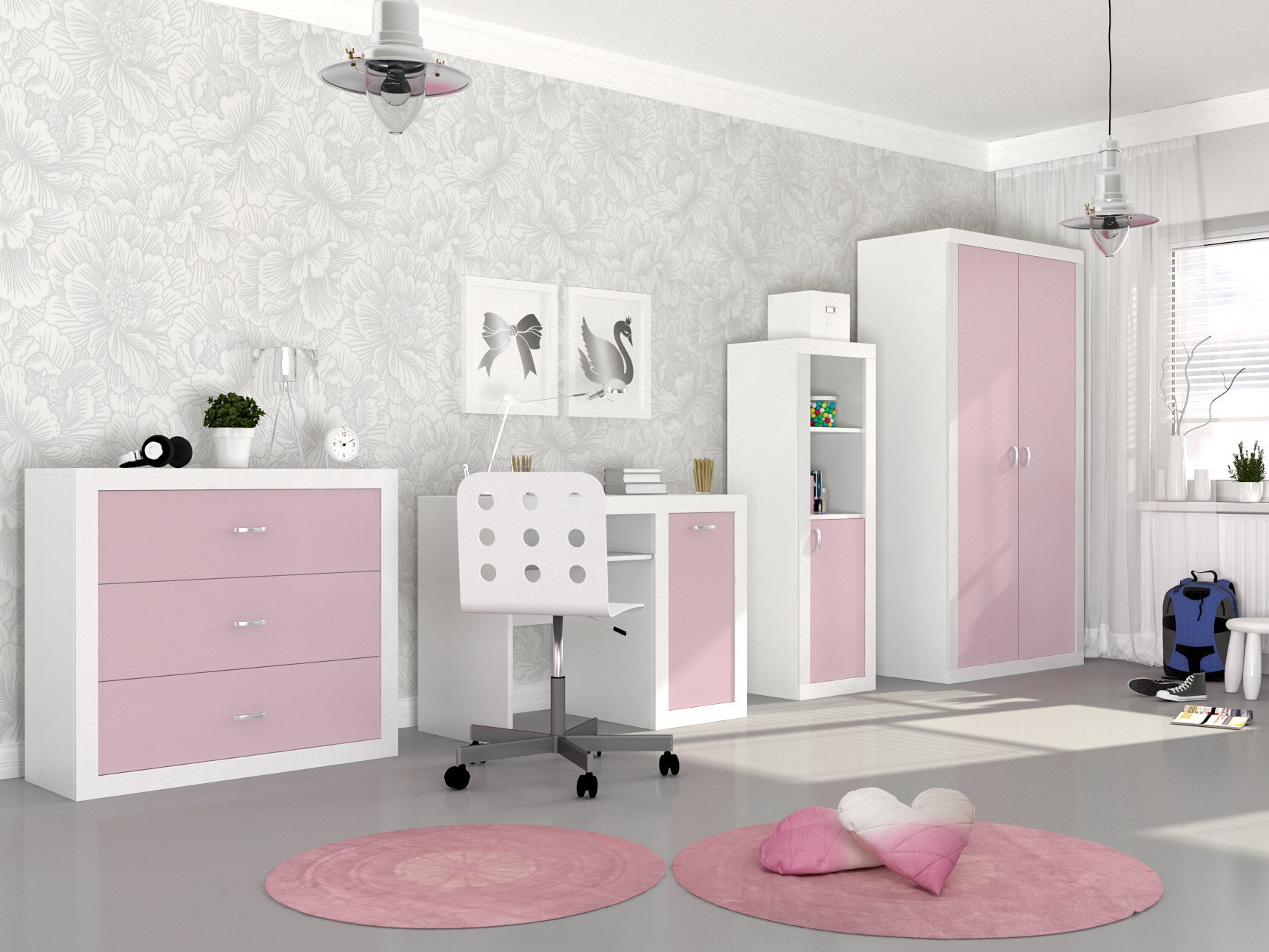 Estante Tentive 105 (Branco + Rosa)