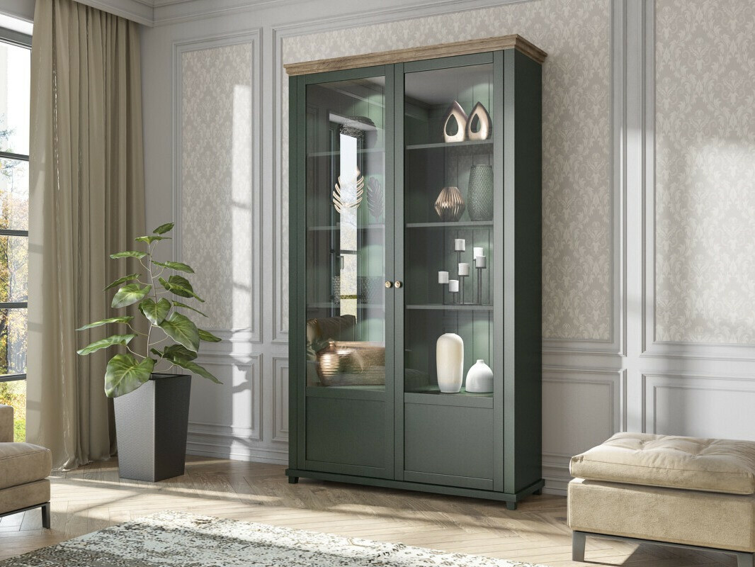 Estante Tolnue 102 (Verde escuro + Carvalho lefkas)