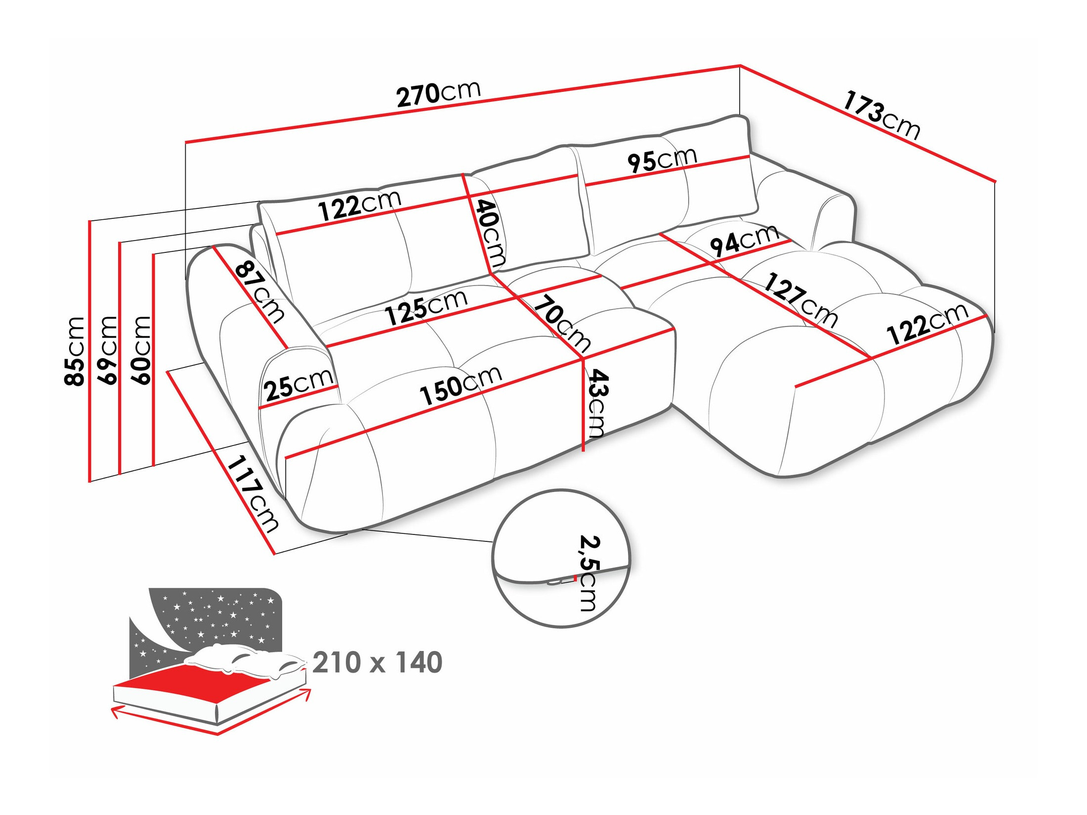 Sofá de canto TrendyNest Ansera I (Now Or Never 03)