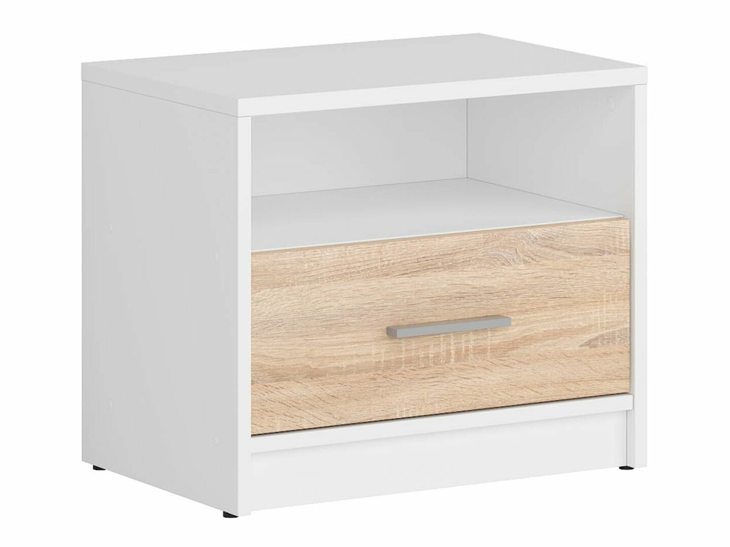 Mesa de cabeceira Novsore 102 (Branco + Carvalho sonoma)