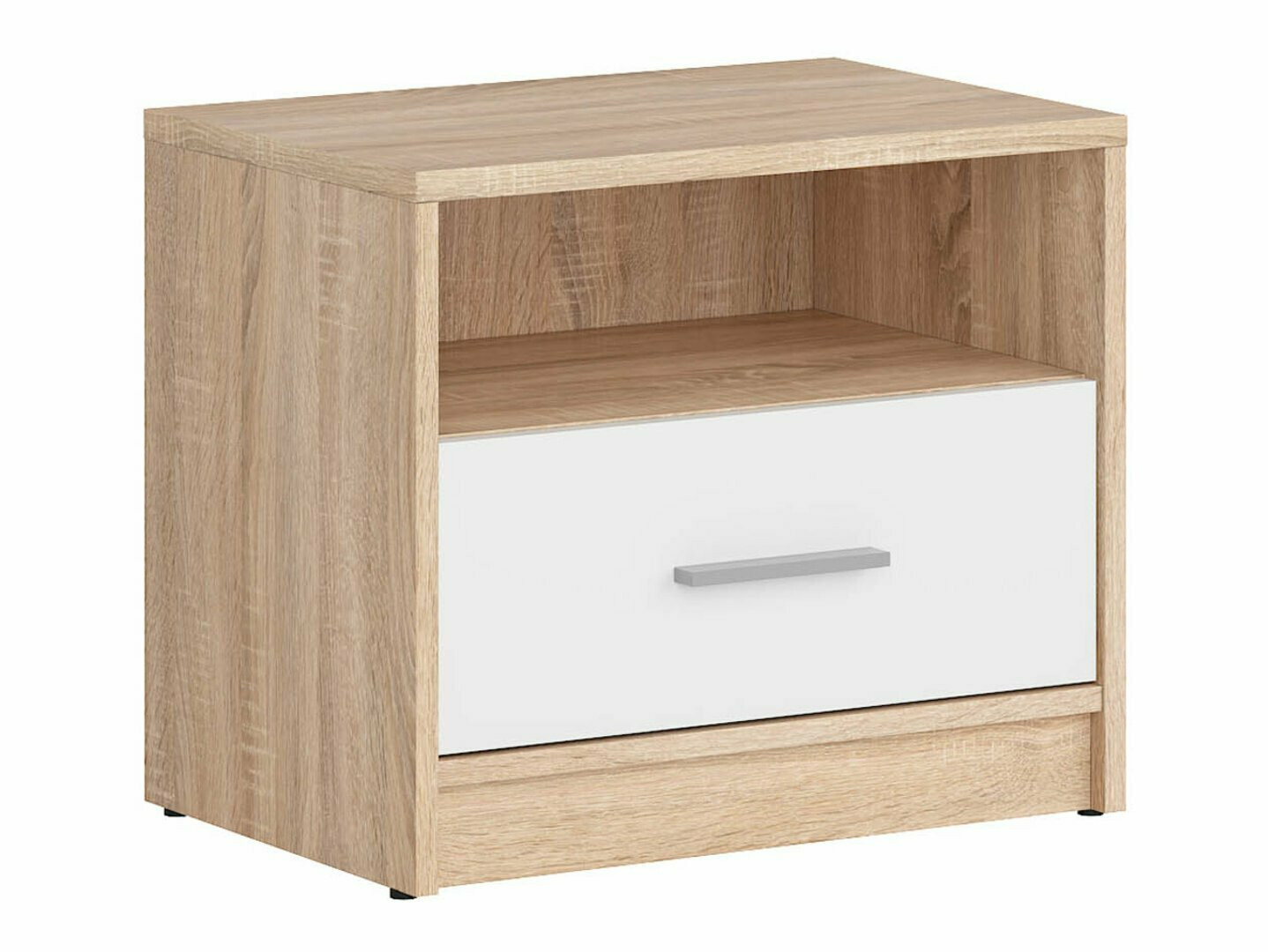 Mesa de cabeceira Novsore 102 (Branco + Carvalho sonoma)