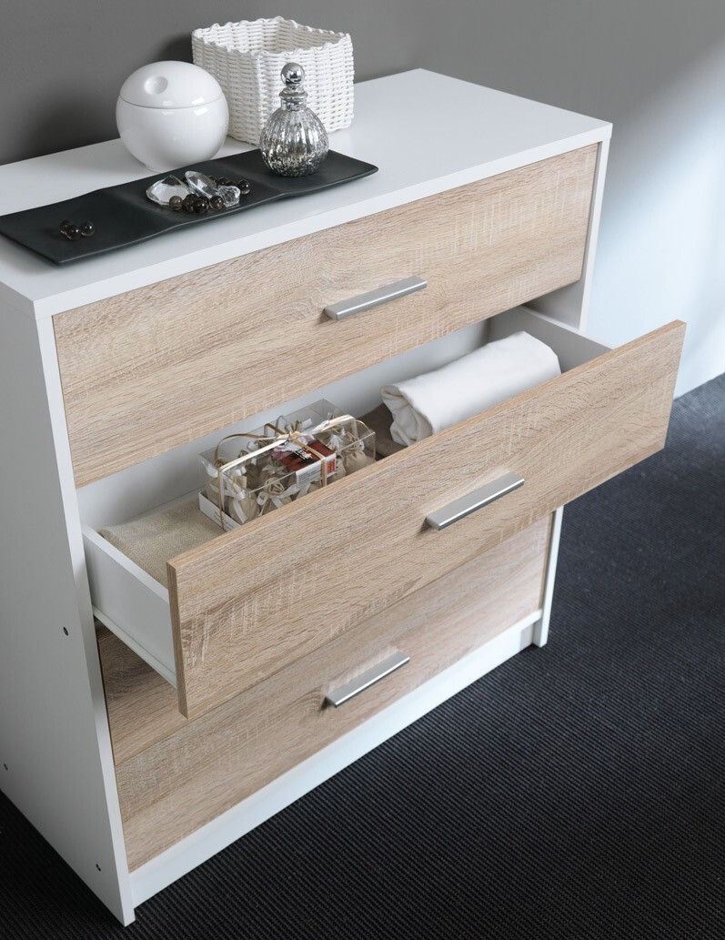 Cómoda Novsore 101 (Branco + Carvalho sonoma)