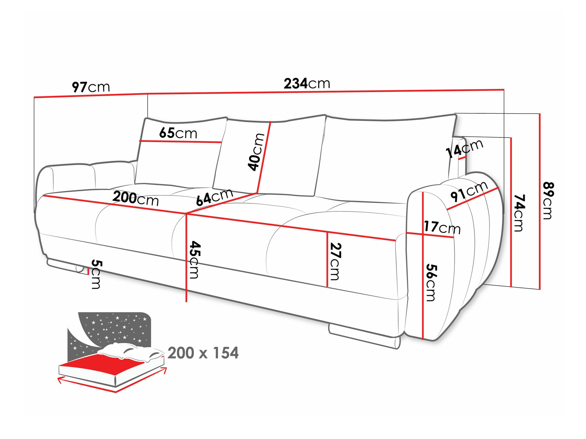 Sofá-cama Signis III (Velo 627)