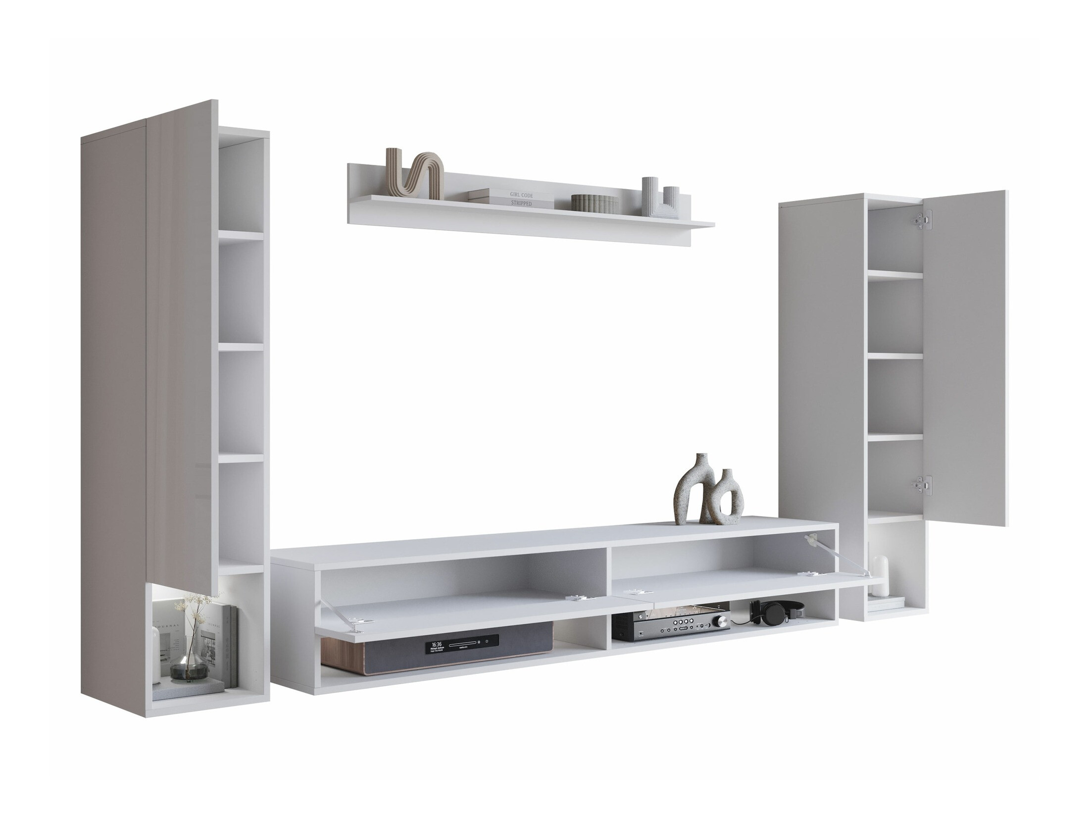 Conjunto para sala de estar Sarasota 176 (Branco + Branco brilhante)