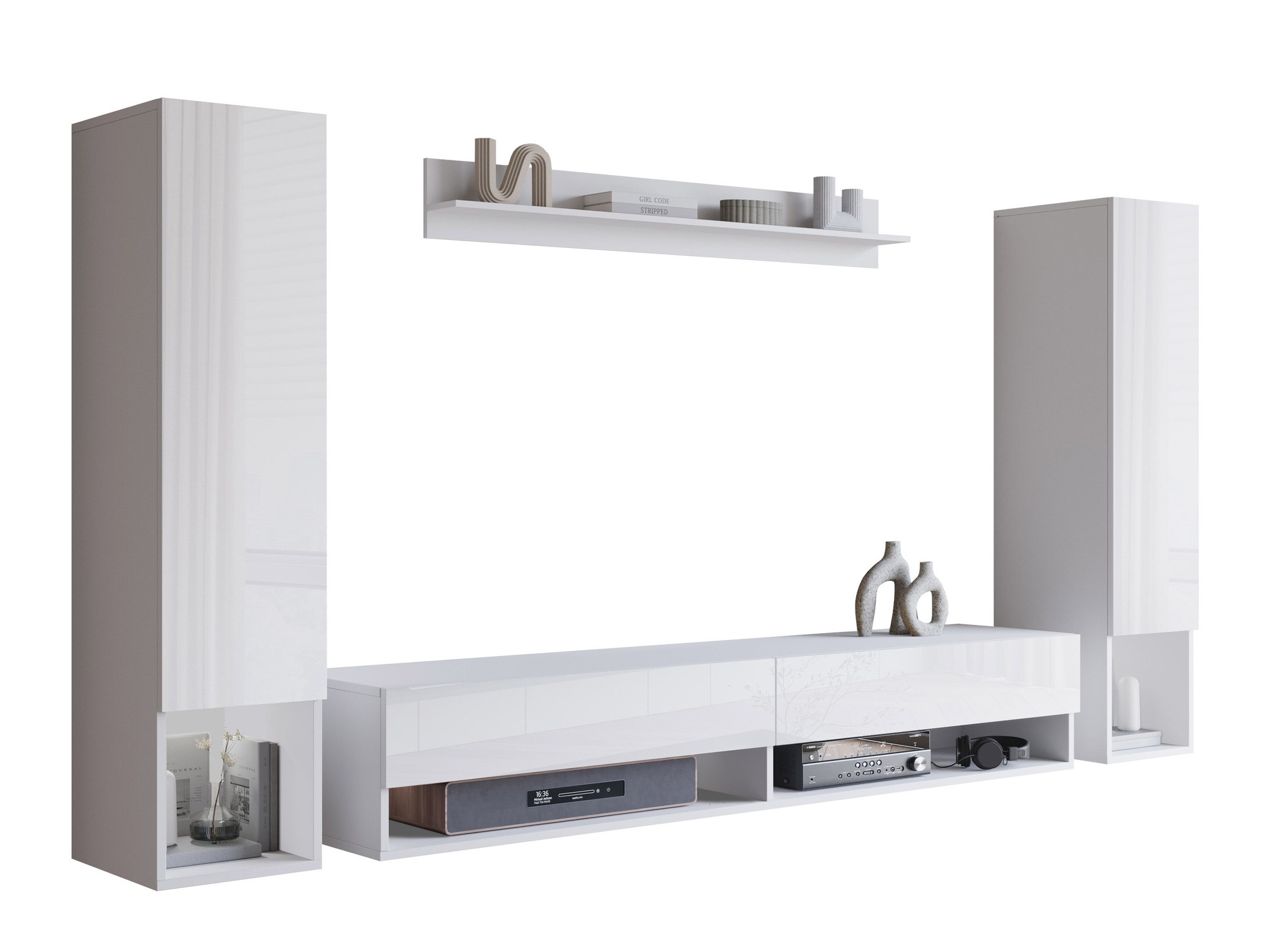 Conjunto para sala de estar Sarasota 176 (Branco + Branco brilhante)