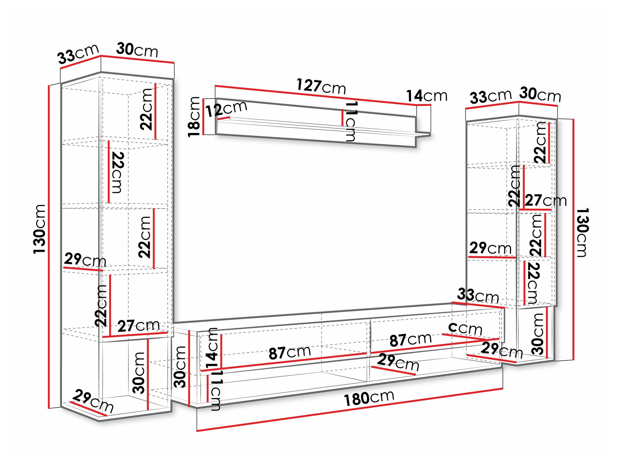 Conjunto para sala de estar Sarasota 176 (Carvalho wotan)