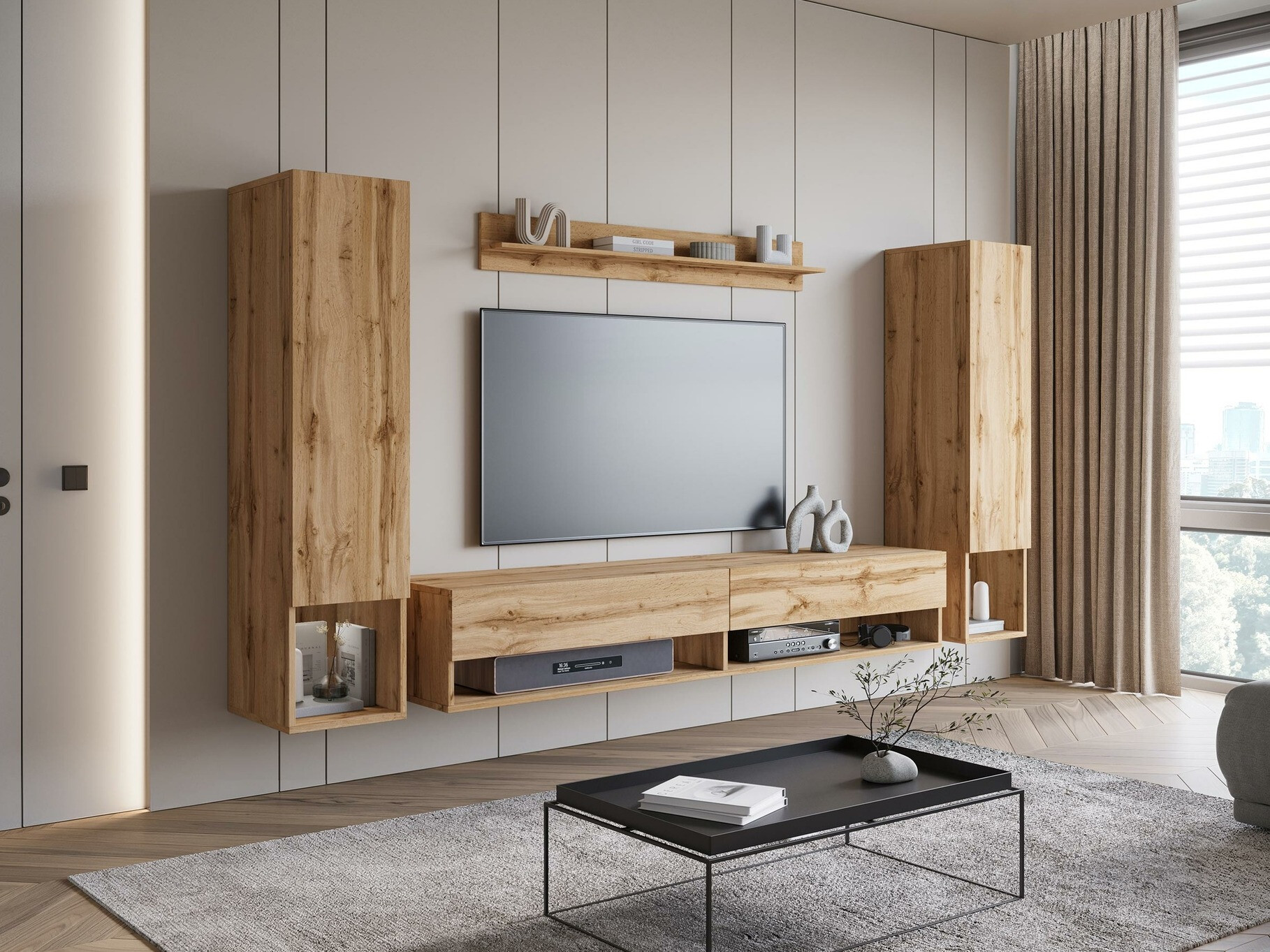 Conjunto para sala de estar Sarasota 176 (Carvalho wotan)