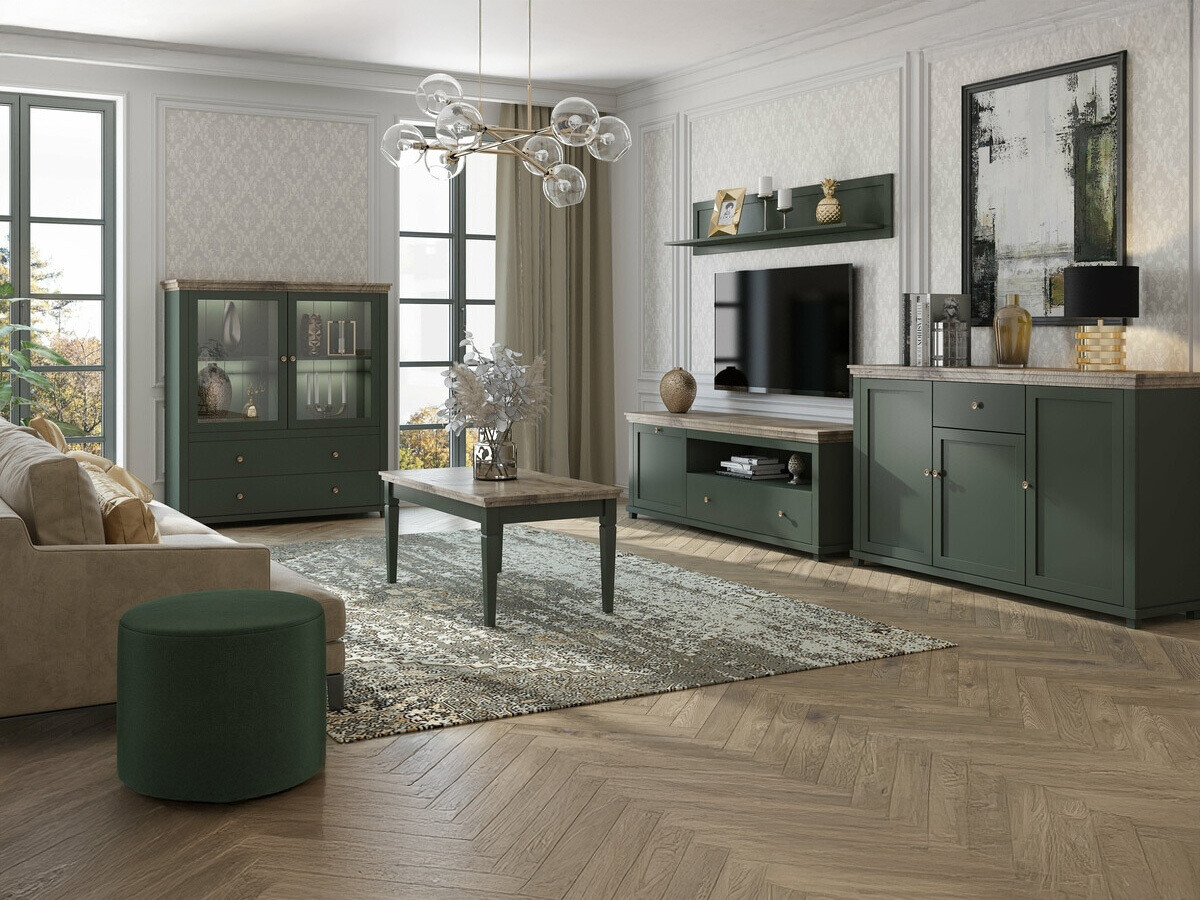 Mesa de centro Tolnue 108 (Verde escuro + Carvalho lefkas)