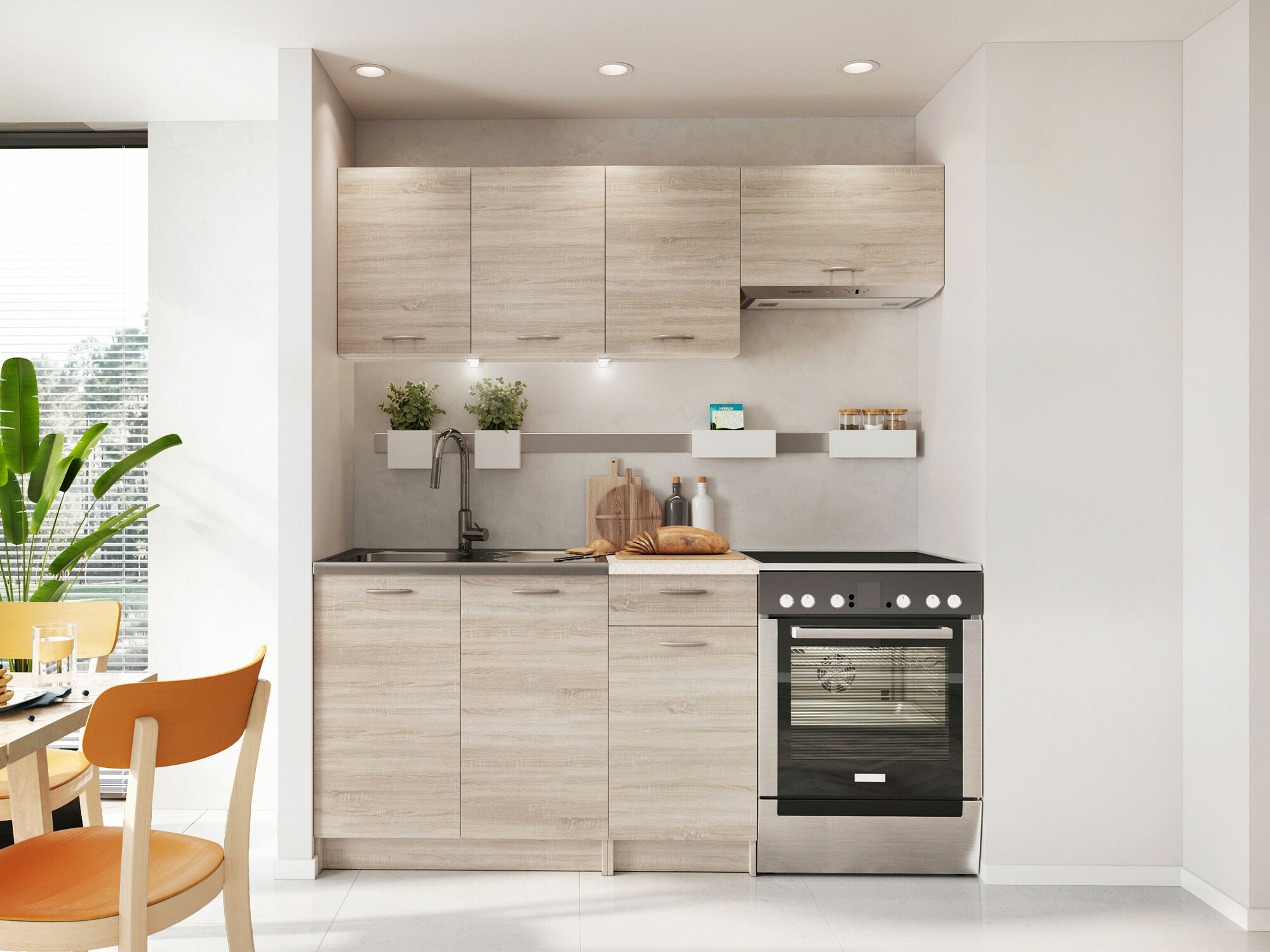 Conjunto para cozinha Trenton 101 (Carvalho sonoma + Bege)