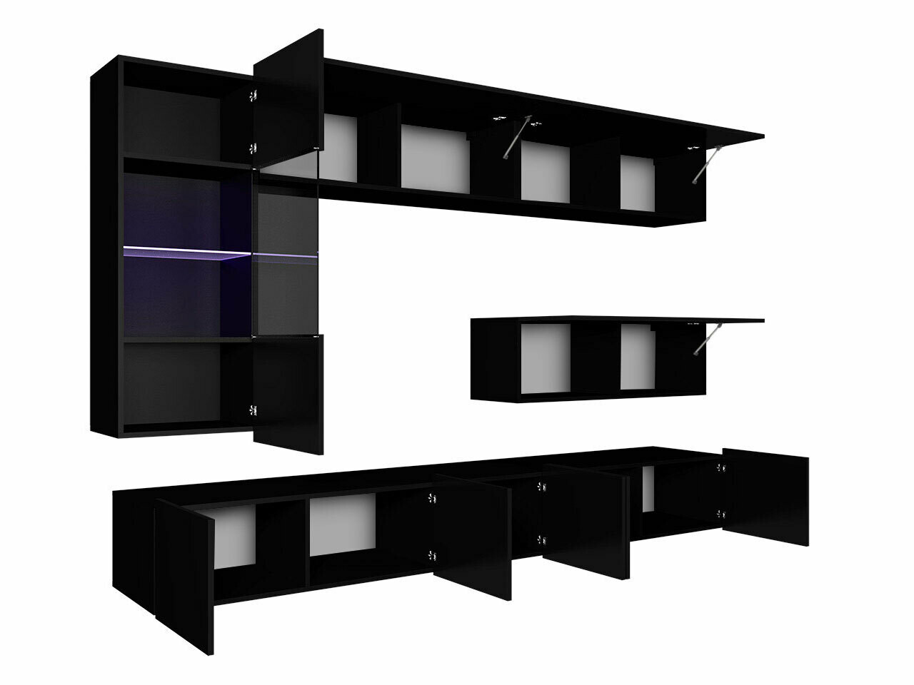 Conjunto para sala de estar Tivdalu 108 (Carvalho dourado + Branco + Branco brilhante)