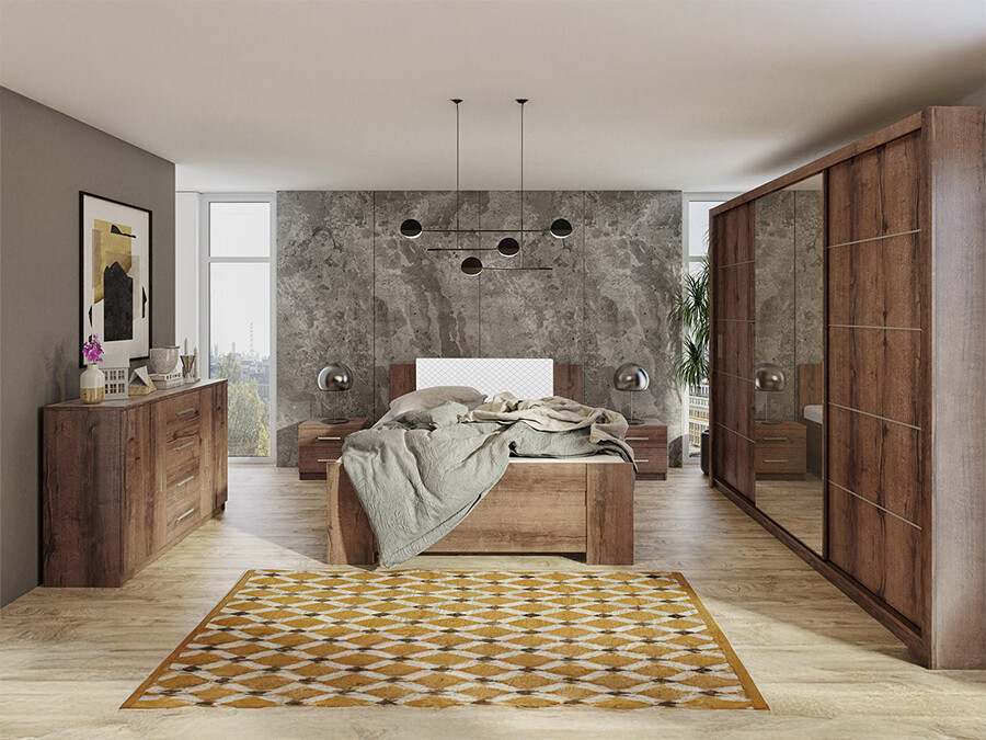 Conjunto para quarto Catromi 116 (Carvalho do Monastery + Soft Pik 017)