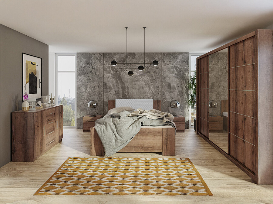 Conjunto para quarto Catromi 116 (Carvalho do Monastery + Soft Pik 029)