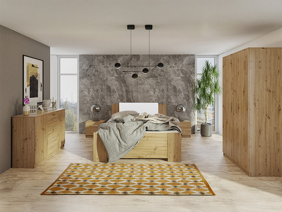 Conjunto para quarto Catromi 123 (Carvalho Artisan + Soft Pik 017)