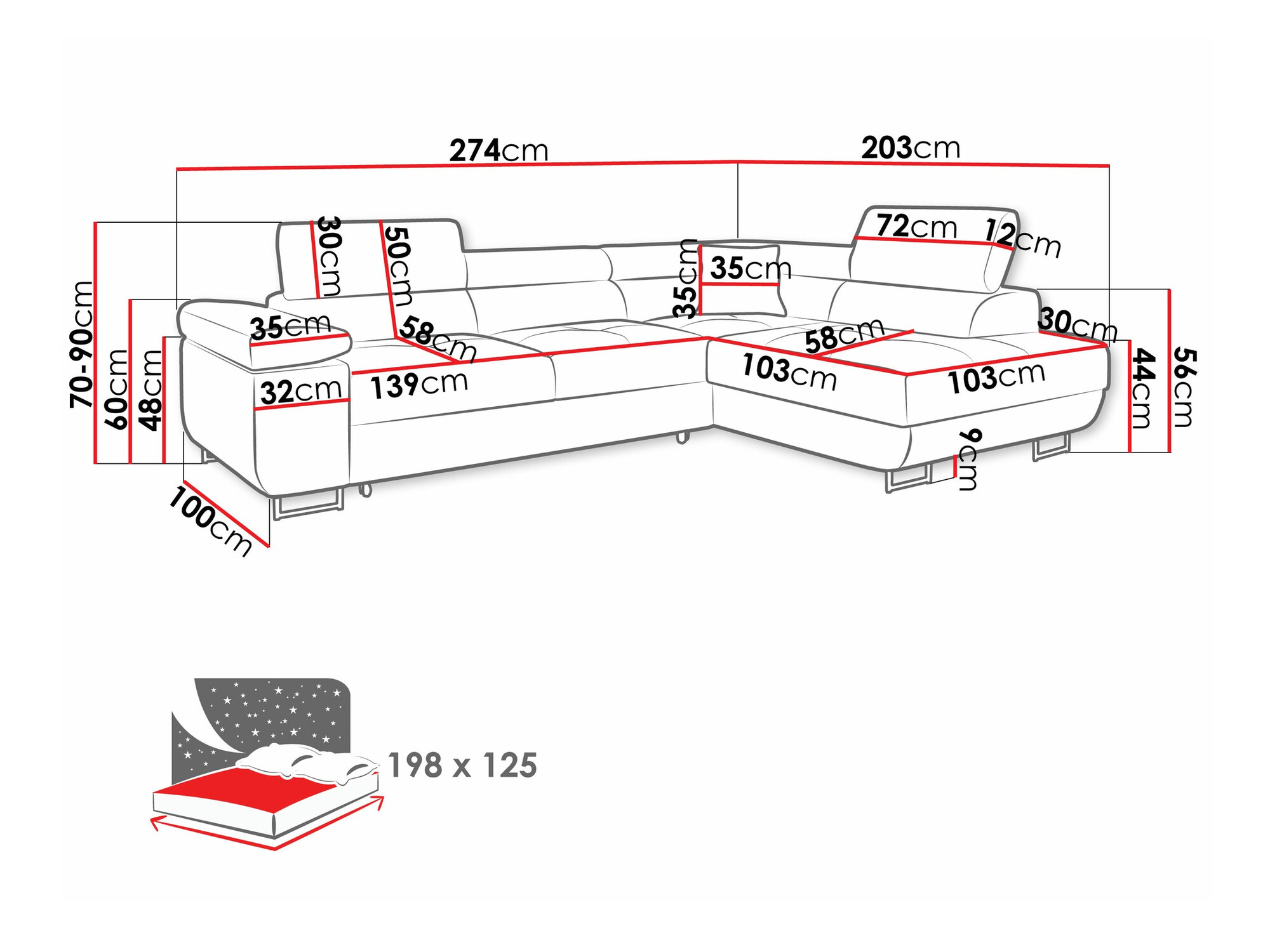 Sofá de canto Comfivo Eliferu 100 (Poso 14)