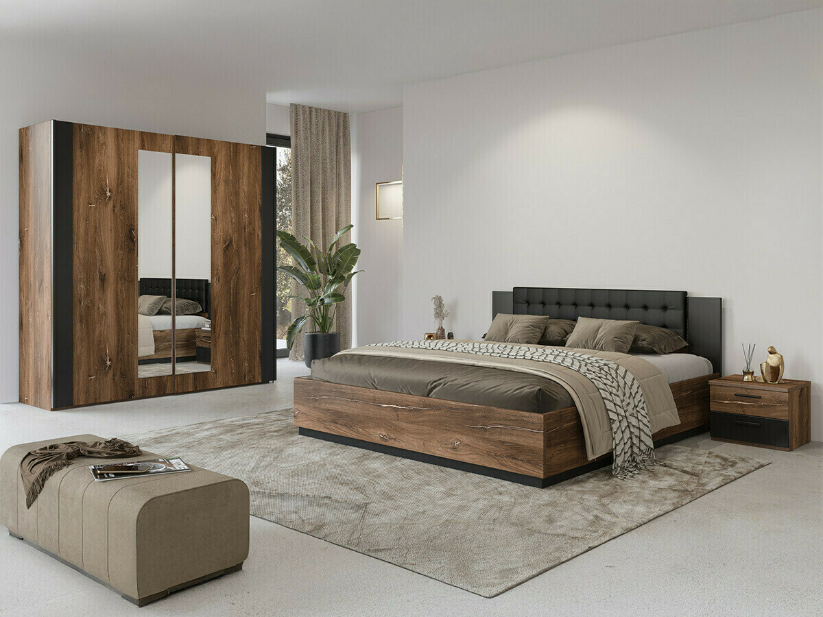 Mesa de cabeceira Felelie 101 (Tamus Flagstaf carvalho + Cobre)