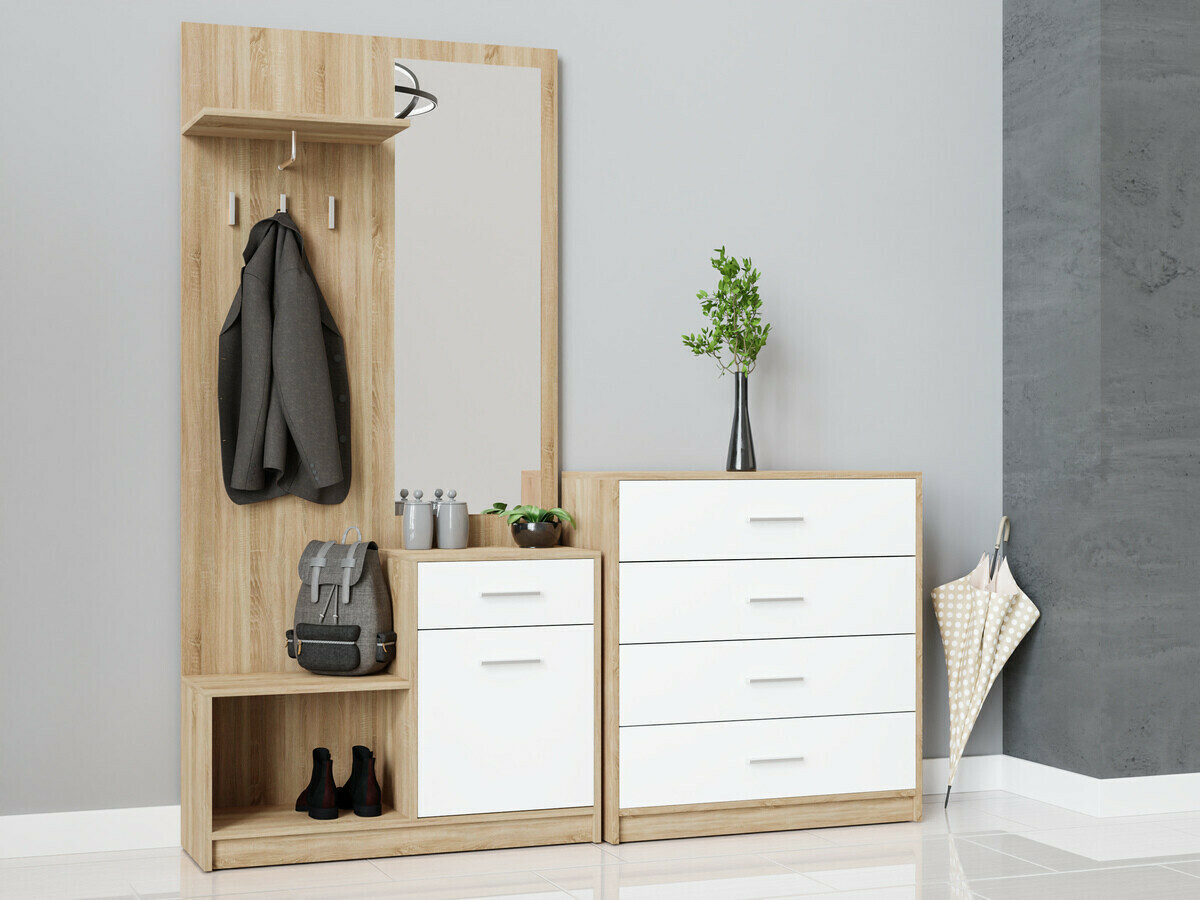 Conjunto de entrada Novsore 148 (Carvalho sonoma + Branco)