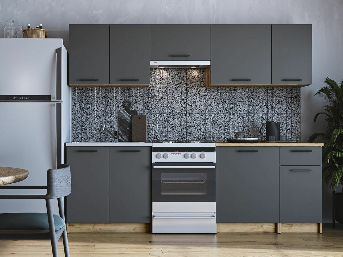 Conjunto de cozinha Houston 856 (Antracite + Craft carvalho)