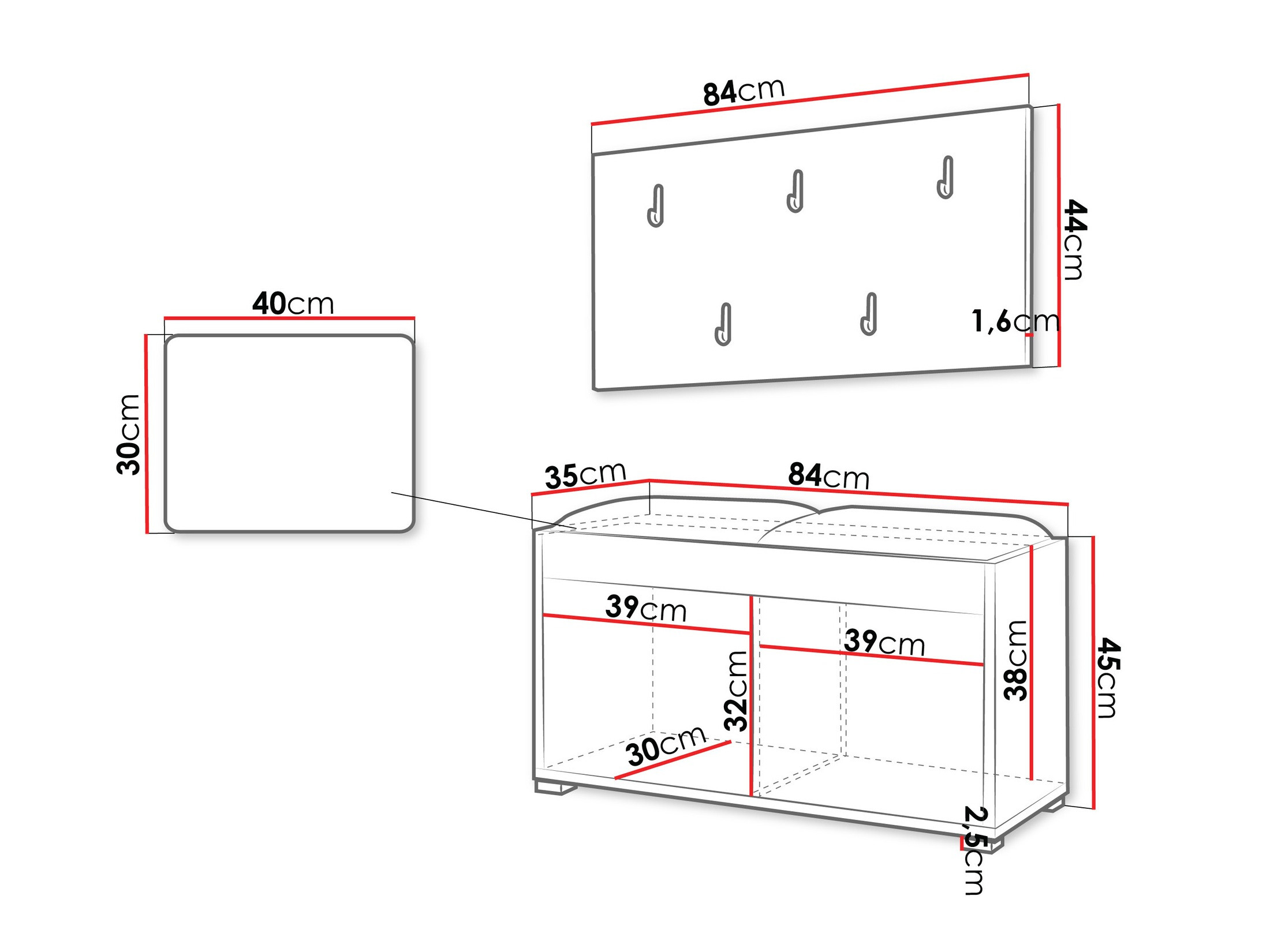 Conjunto para corredor Comfivo Tutela (Branco)
