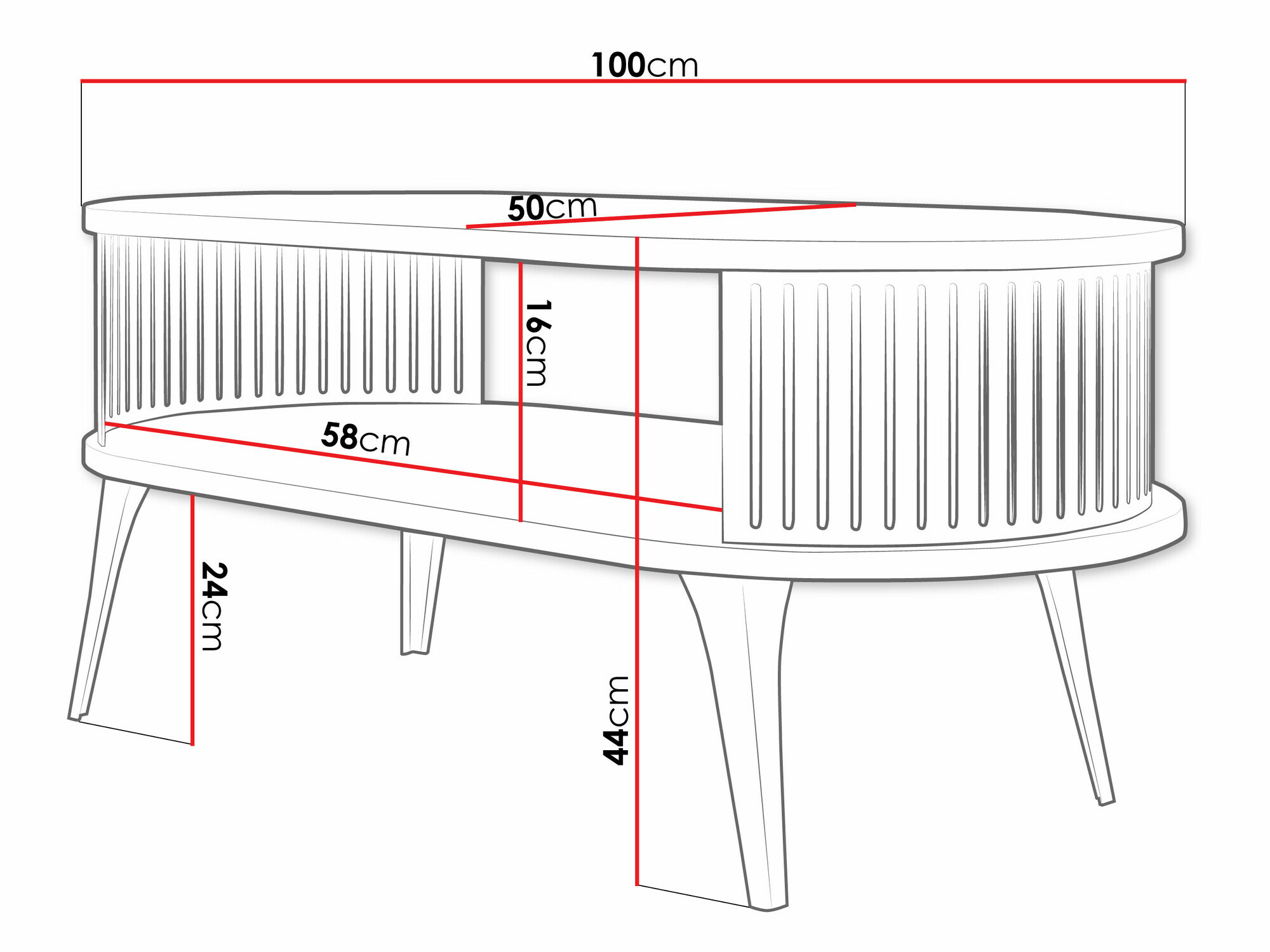 Mesa de centro Sordore 105 (Preto + Branco)
