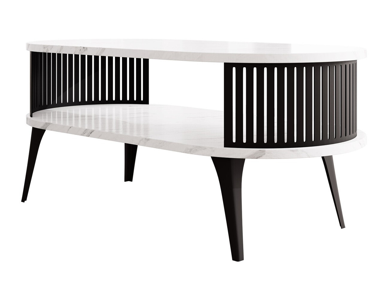 Mesa de centro Vitum III (Preto + Marmore branco)