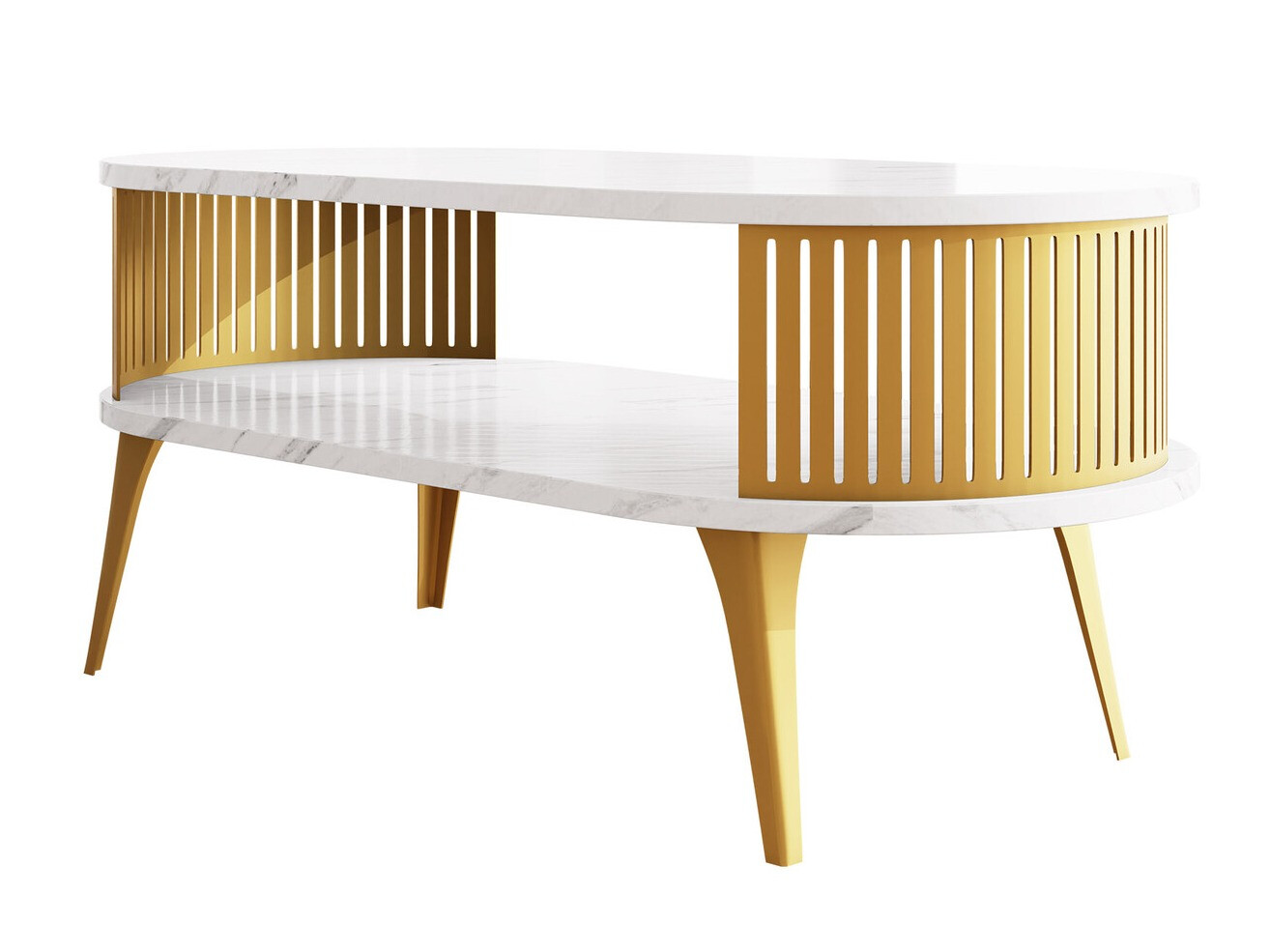 Mesa de centro Vitum IV (Dourado + Marmore branco)