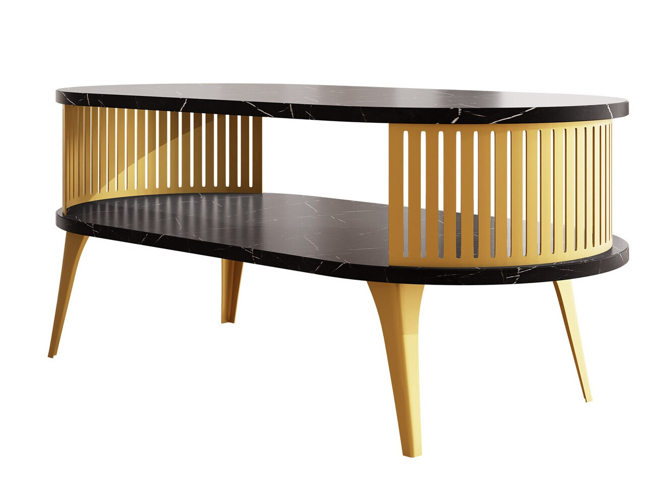 Mesa de centro Vitum IV (Dourado + Mármore preto)