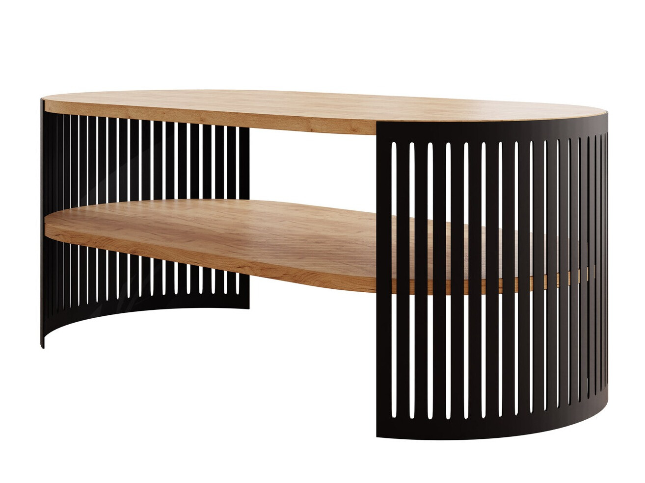 Mesa de centro Civer III (Preto + Craft de carvalho dourado)