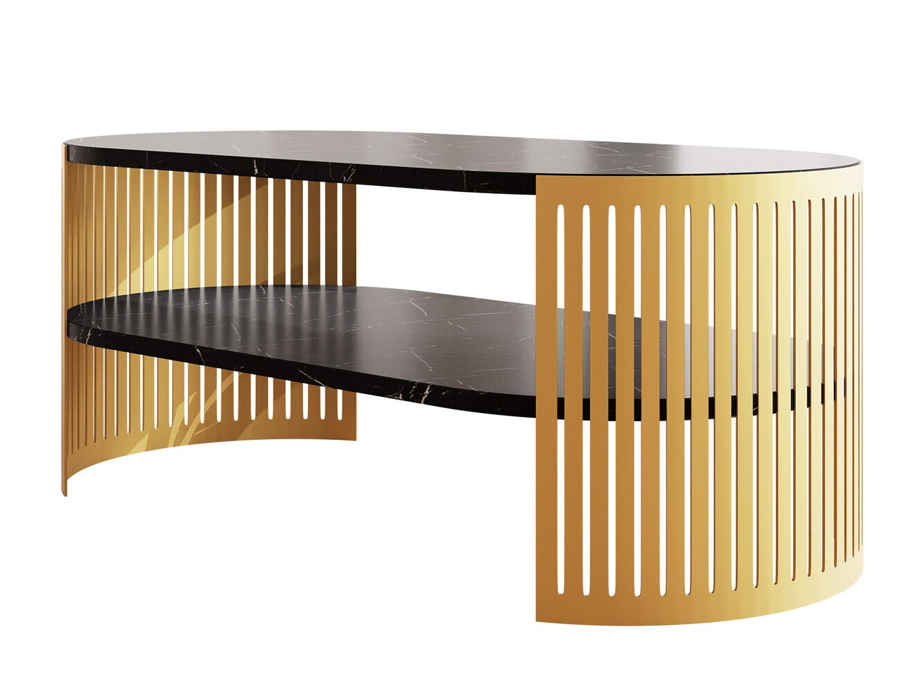 Mesa de centro Civer IV (Dourado + Mármore preto)
