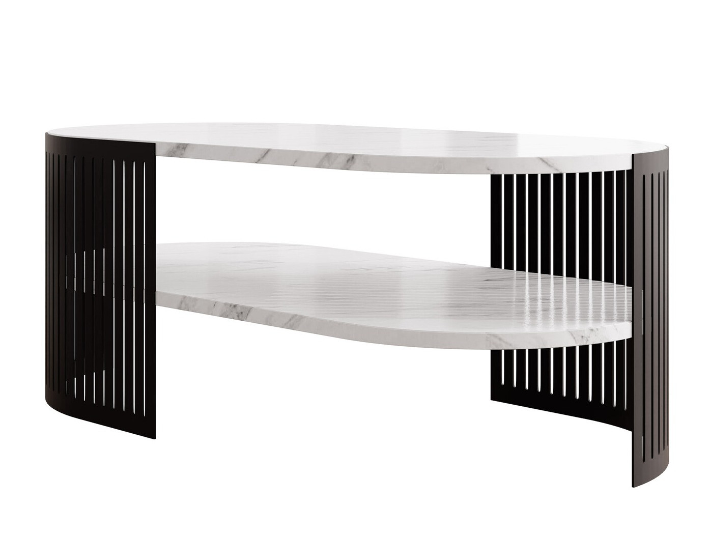 Mesa de centro Civer VI (Preto + Marmore branco)