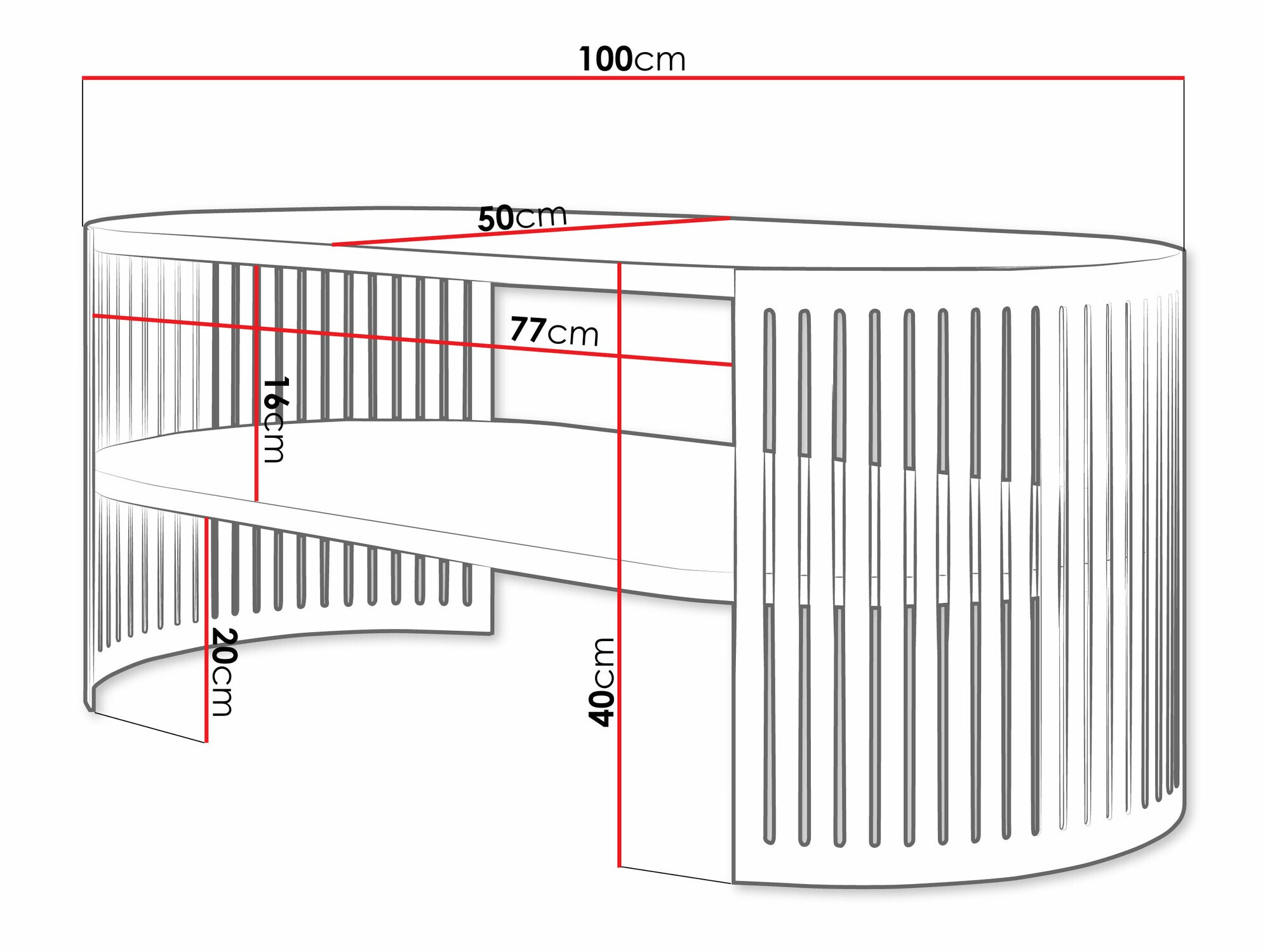 Mesa de centro Evanola 103 (Preto + Branco)