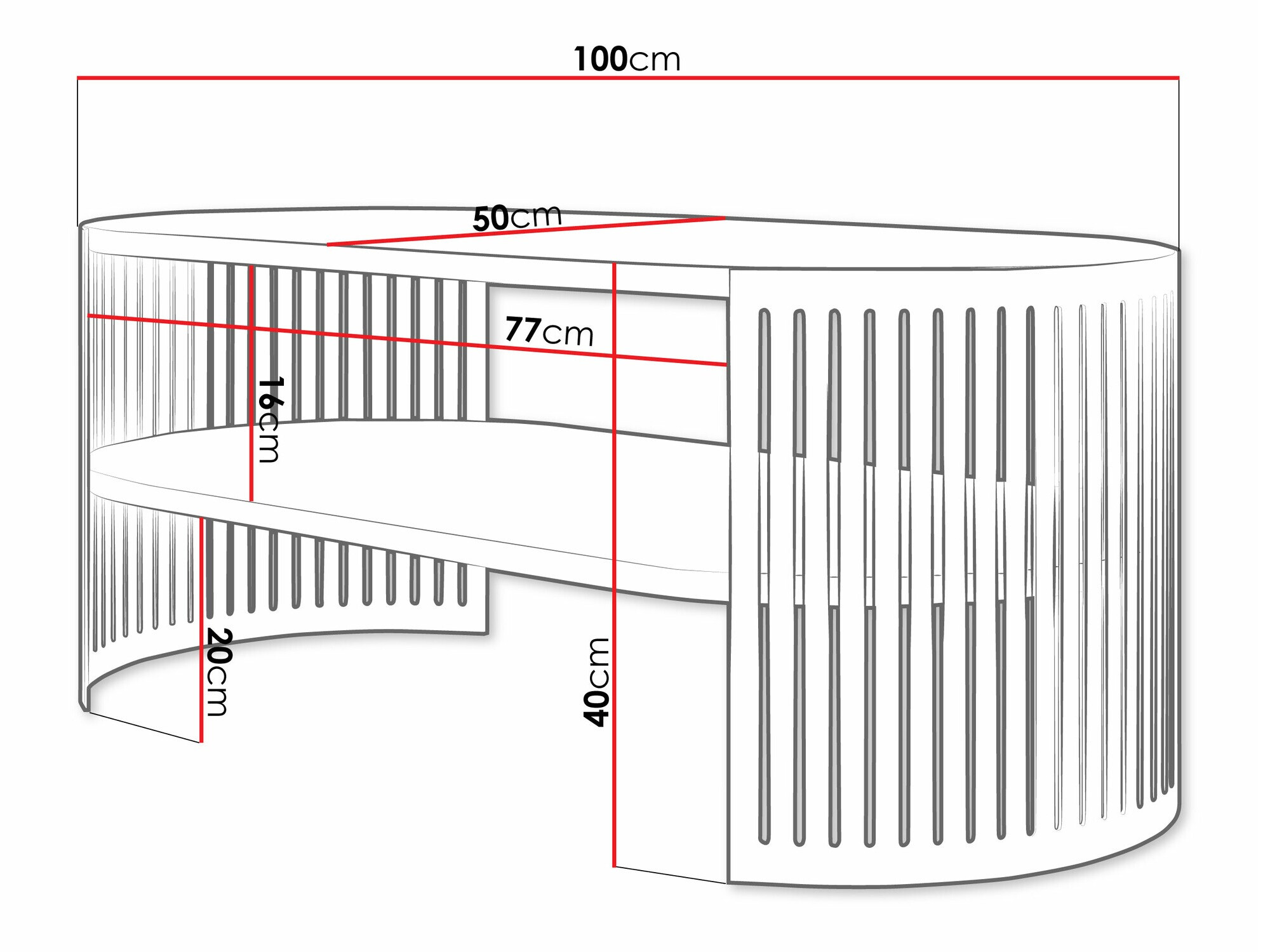 Mesa de centro Evanola 105 (Rosé + Branco)