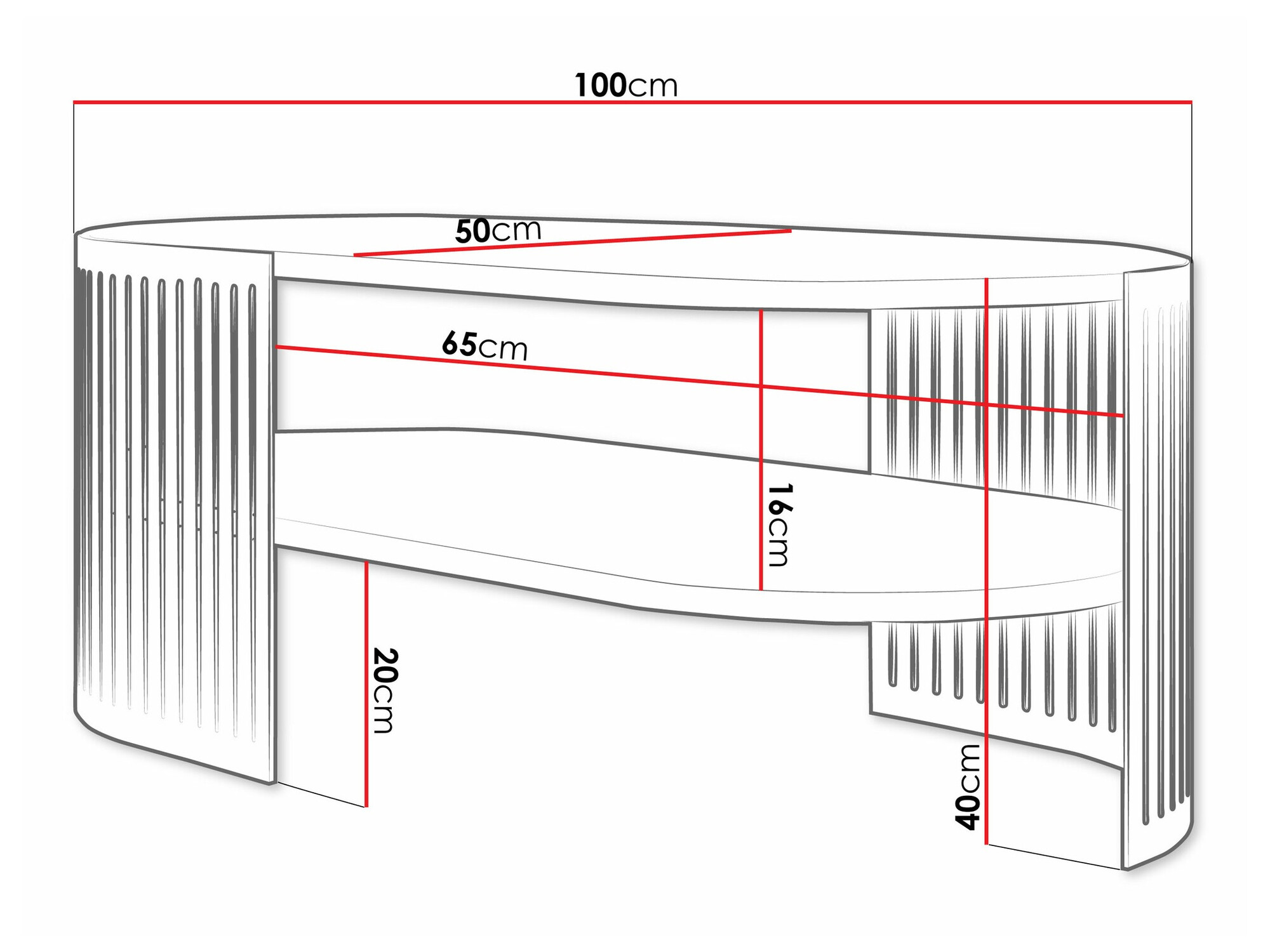 Mesa de centro Evanola 106 (Preto + Branco)