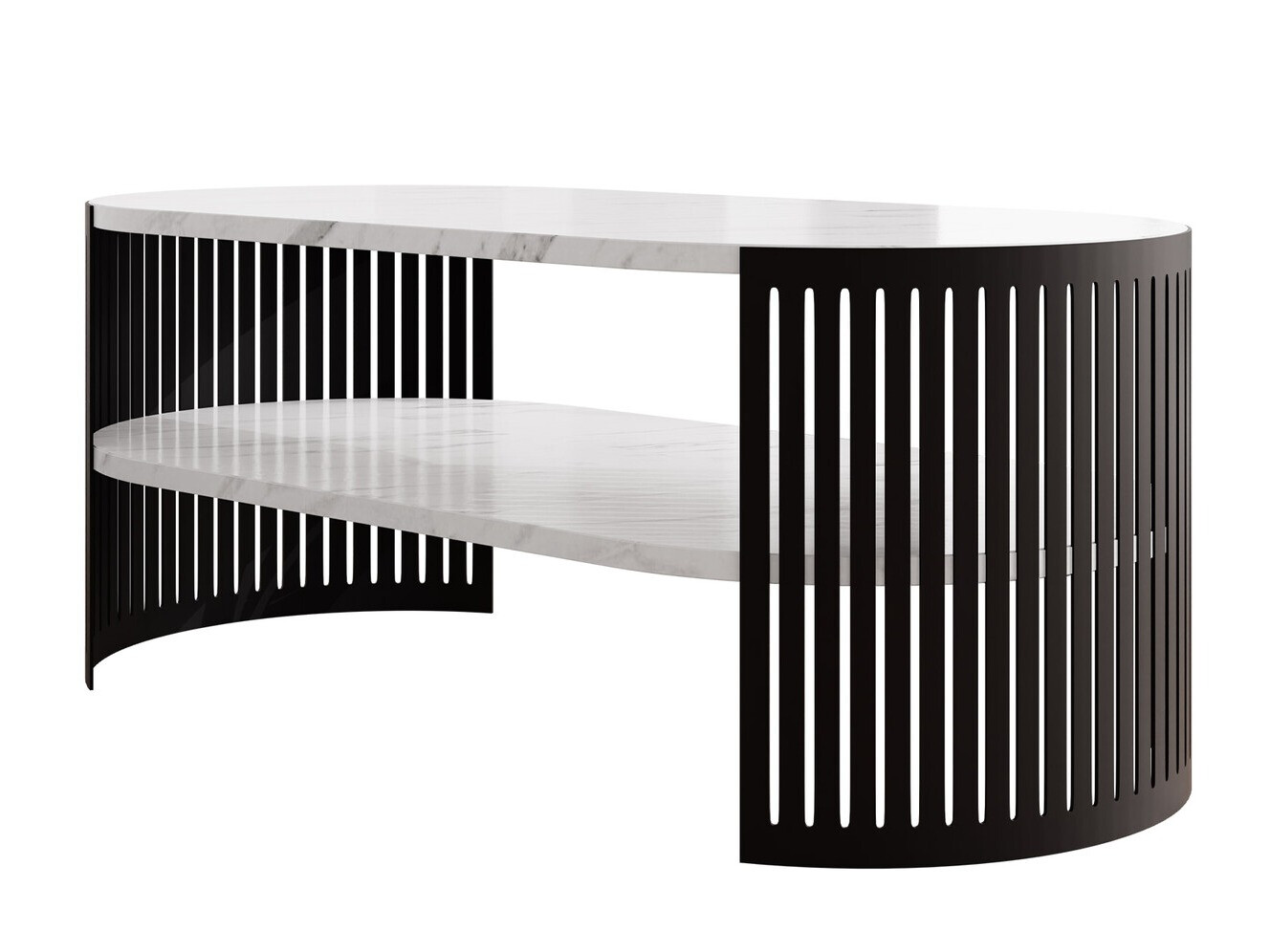Mesa de centro Sordore 115 (Preto + Marmore branco)