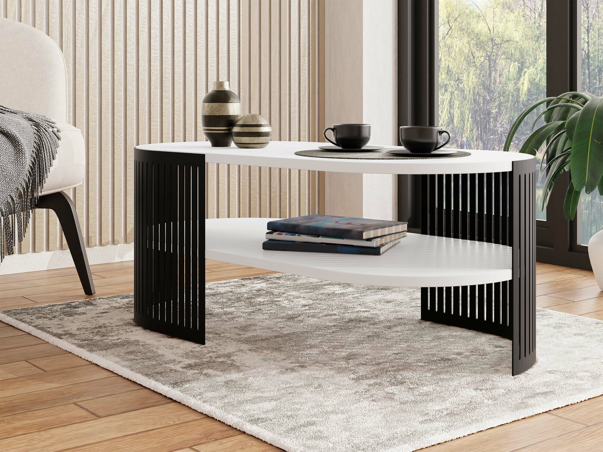 Mesa de centro Sordore 118 (Preto + Branco)